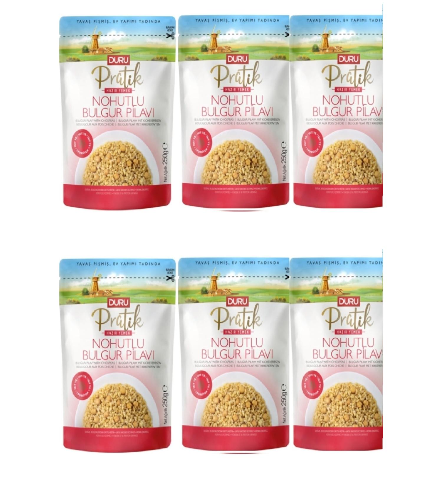 Duru Practical Chickpea Bulgur Pilaf 250 Gr X 6 Pieces 3 Minute Ready Meal