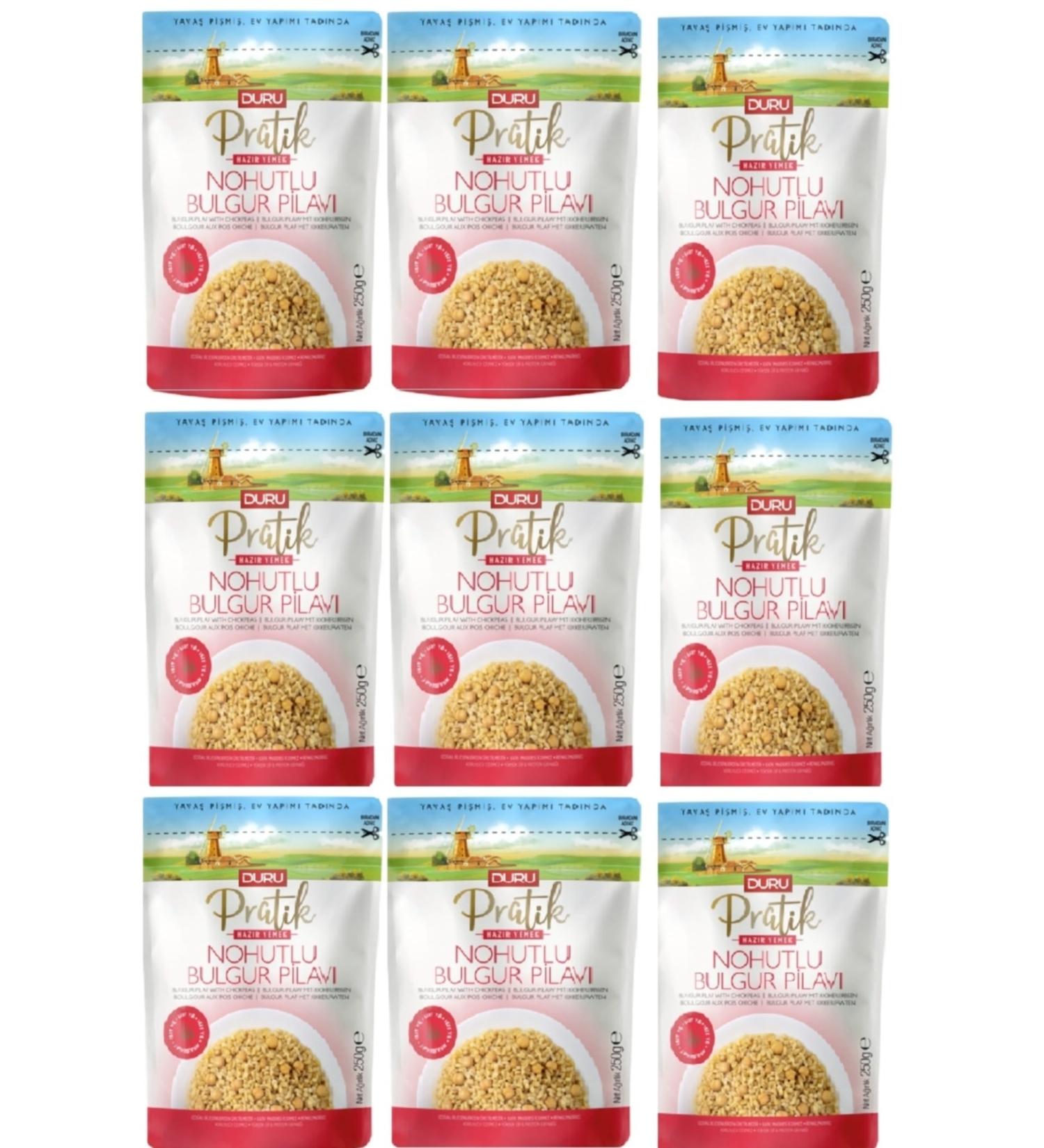 Duru Practical Chickpea Bulgur Pilaf 250 Gr X 9 Pieces 3 Minute Ready Meal