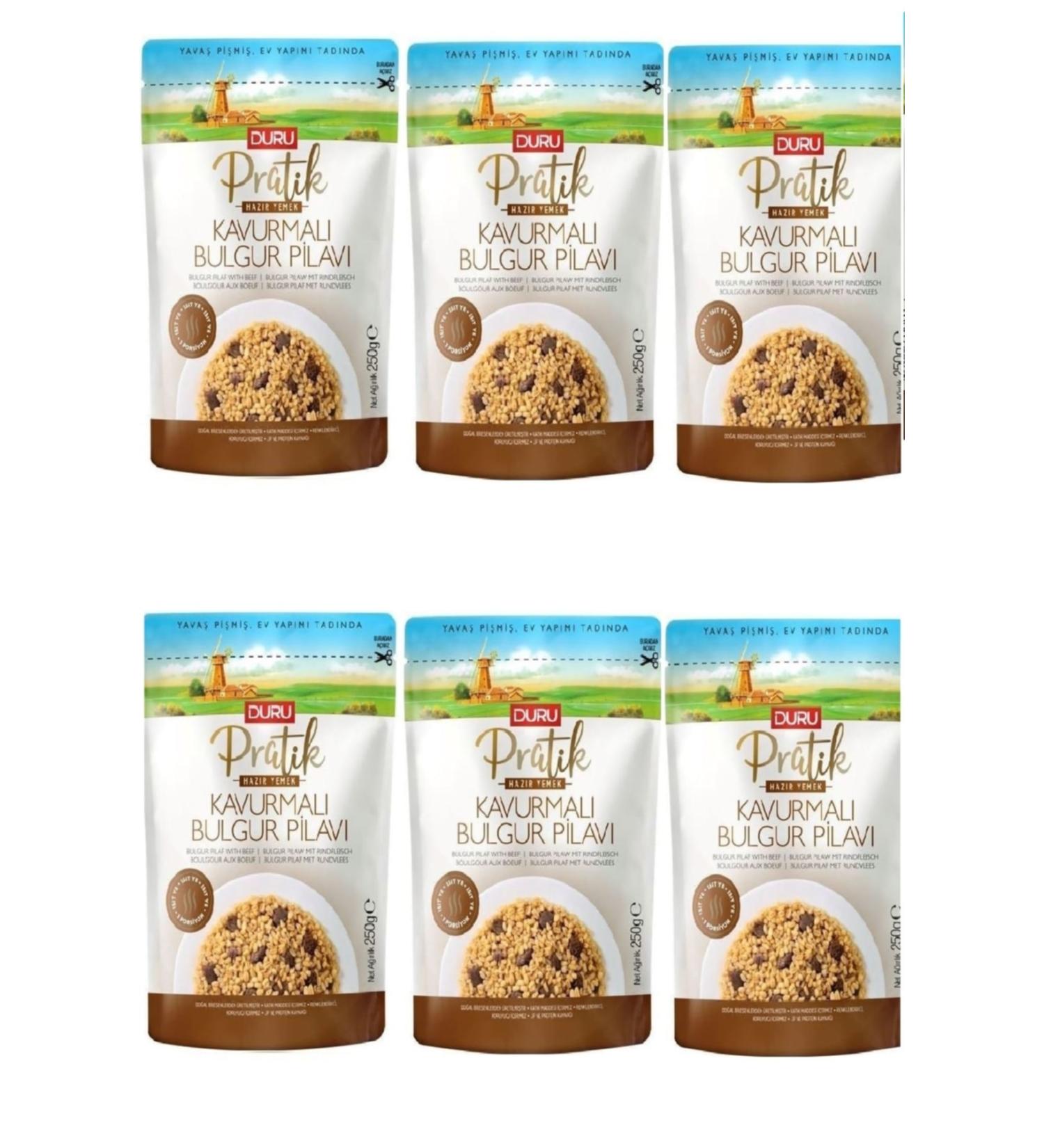 Duru Practical Bulgur Pilaf with Roasted Meat 250 Gr X 6 Pieces 3 Minute Ready Meal