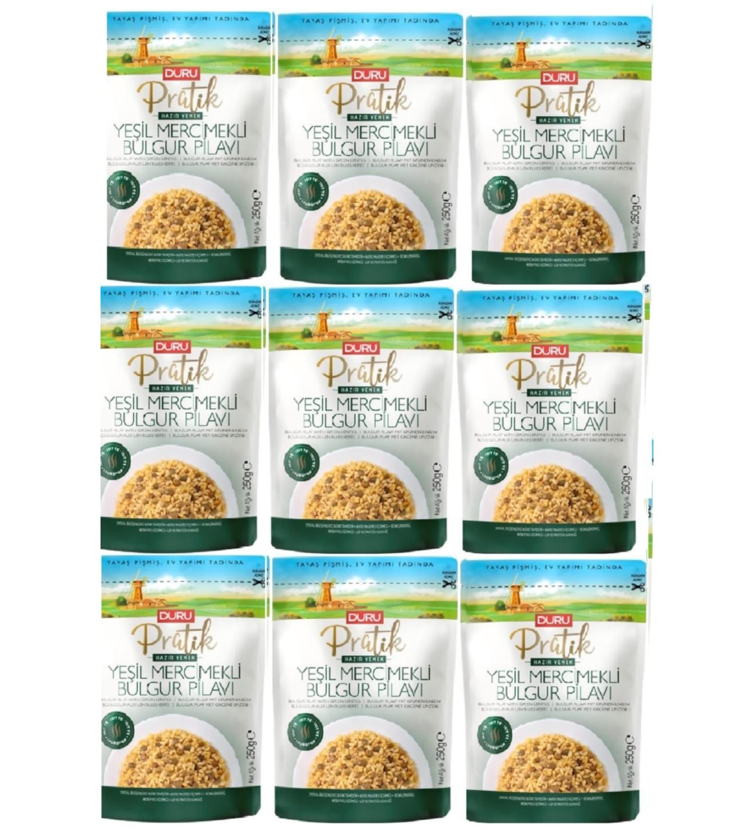 Duru Practical Green Lentil Bulgur Pilaf 250 Gr X 9 Pieces 3 Minute Ready Meal