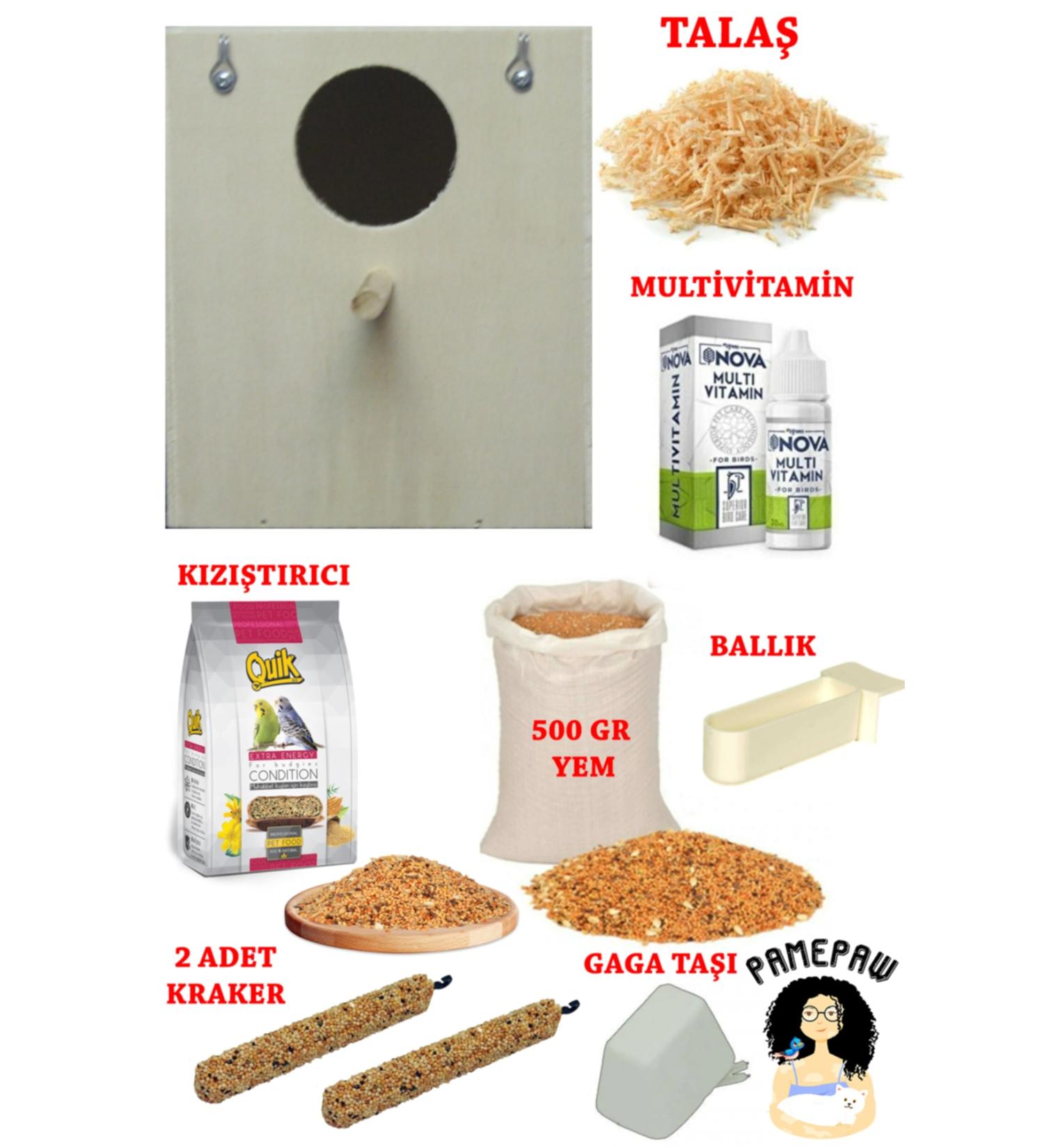 PAMEPAW Budgie Nest Set with Heater Food Supplement