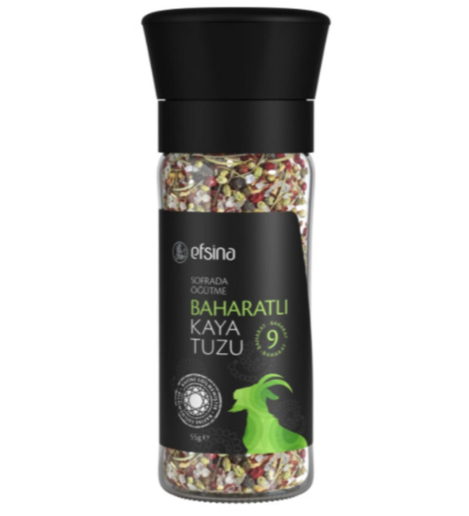 Efsina Spicy Ground Rock Salt Glass Salt Shaker 55gr