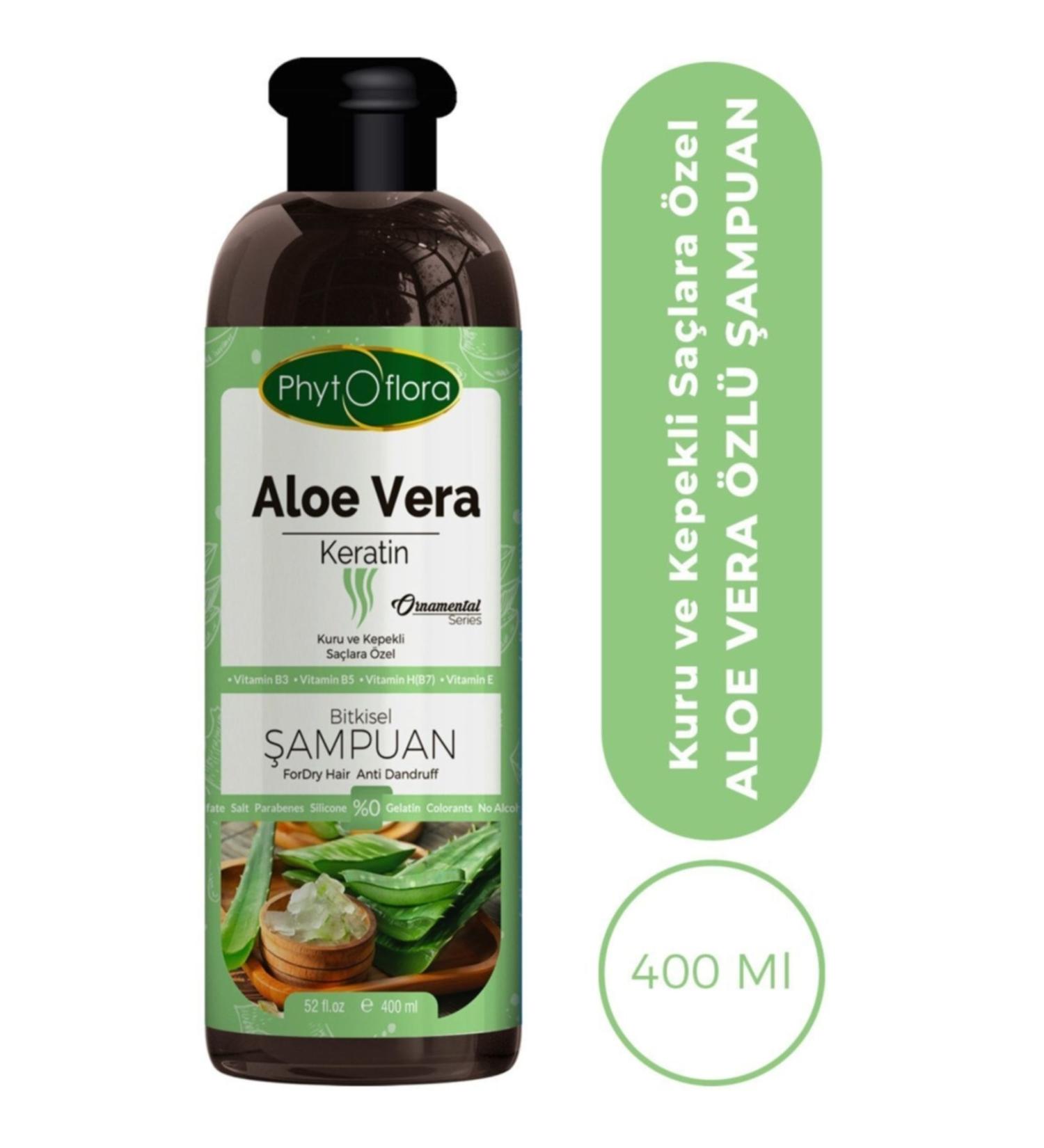 Phytoflora Salt-Free Herbal Shampoo with Aloe Vera and Keratin for Dry and Dandruff Hair 400 ml - Buy Online on GoSupps.com