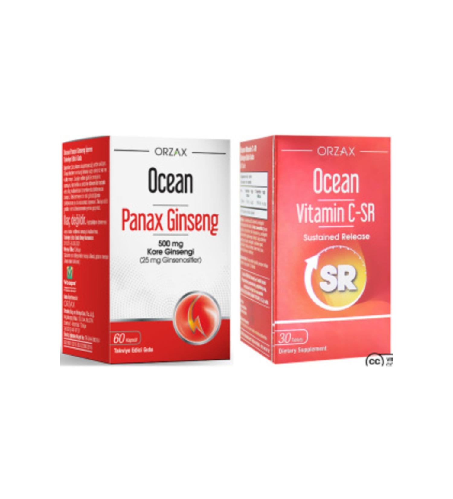 Ocean Panax Ginseng 500mg 60 Capsules Vitamin C-sr 30 Tablets