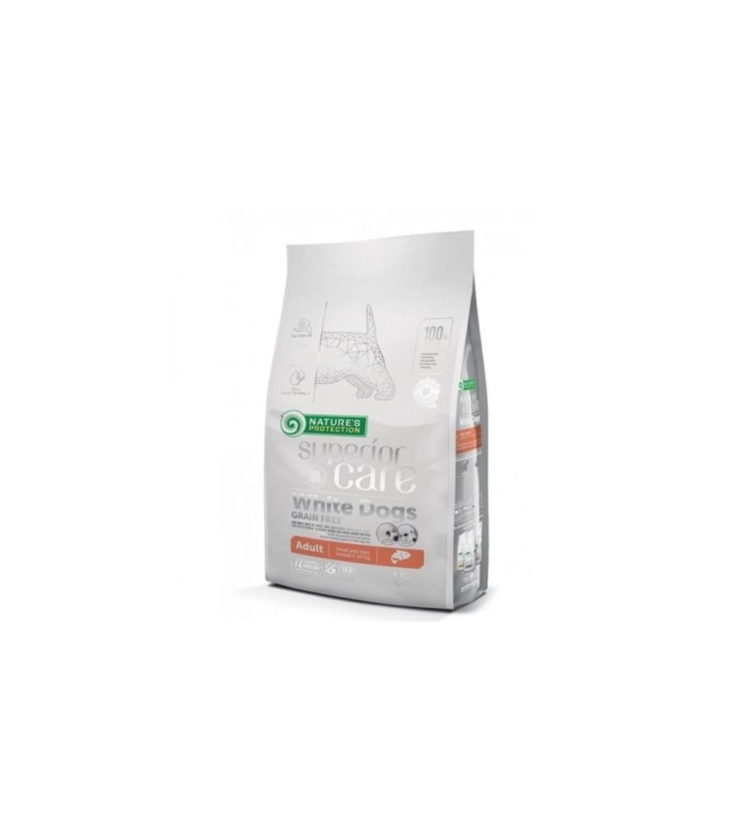 Nature's Protection Adult White Furry Small Breed Adult Dog Food with Salmon 1.5 Kg