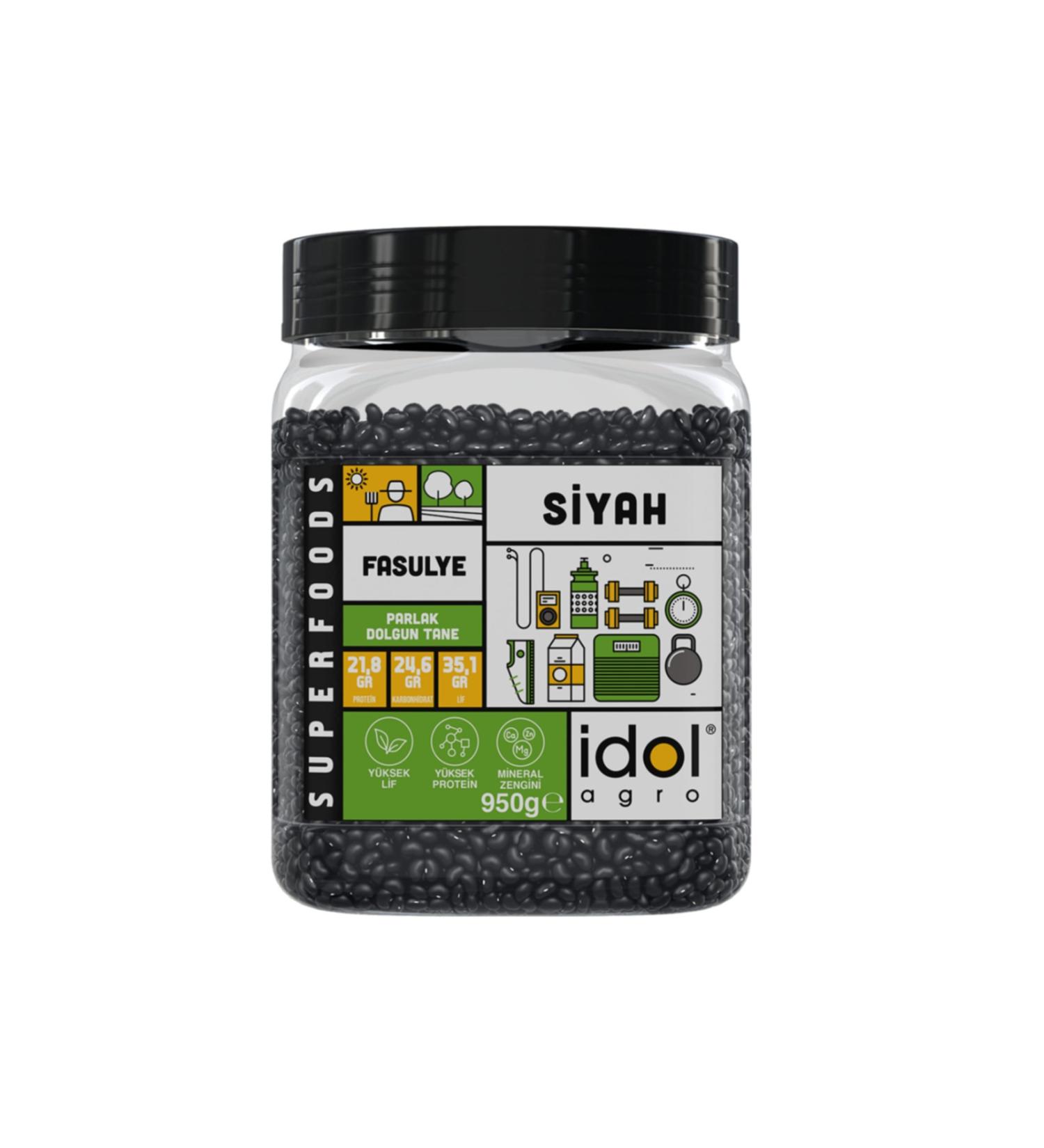 idolagro Black Beans - 950 gr - Superfoods - High Protein Fiber Large Thin Shelled Grain - Buy Online on GoSupps.com