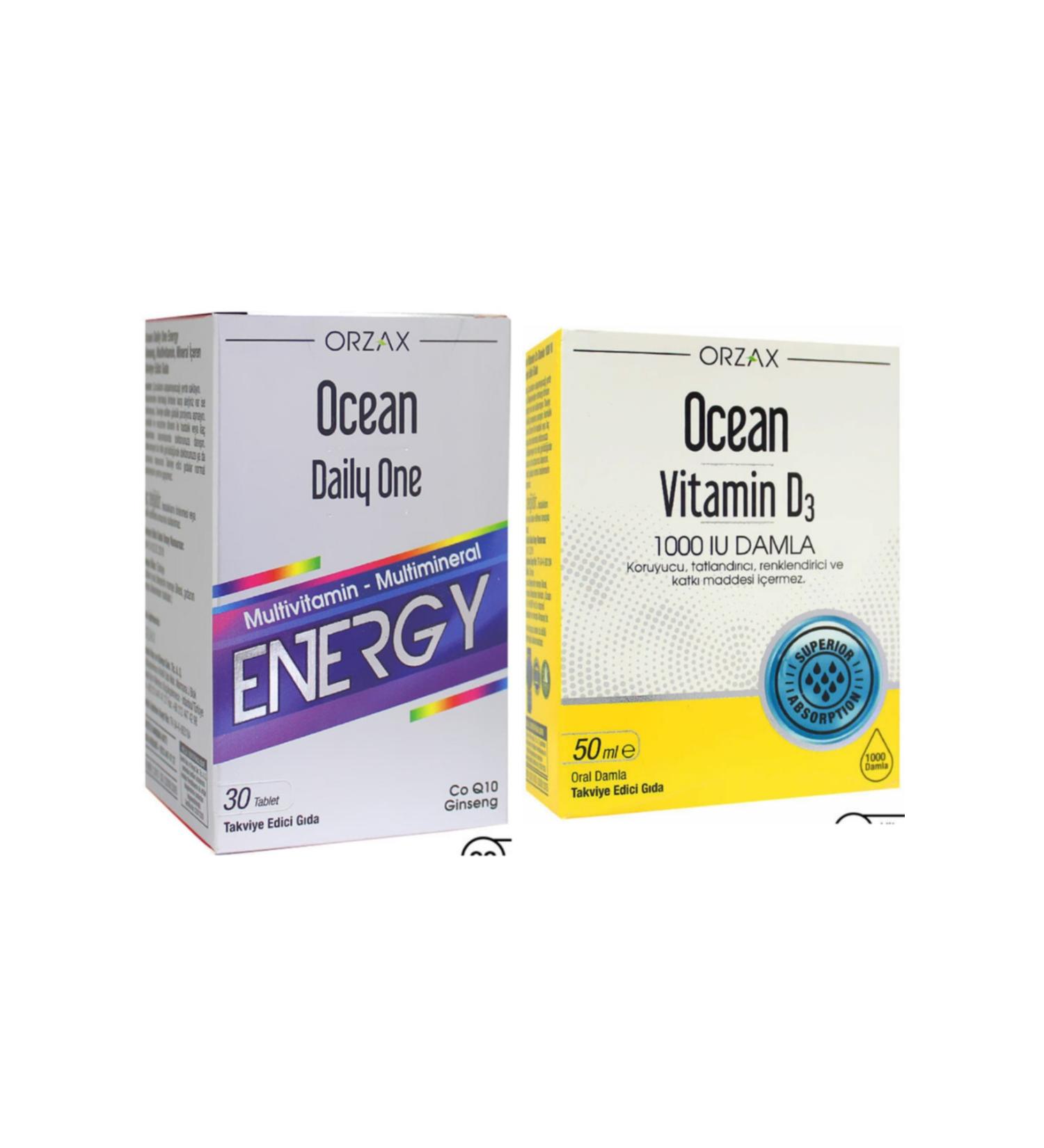 Ocean Vitamin D3 1000iu Drop 50ml + Daily One Energy 30 Tablets