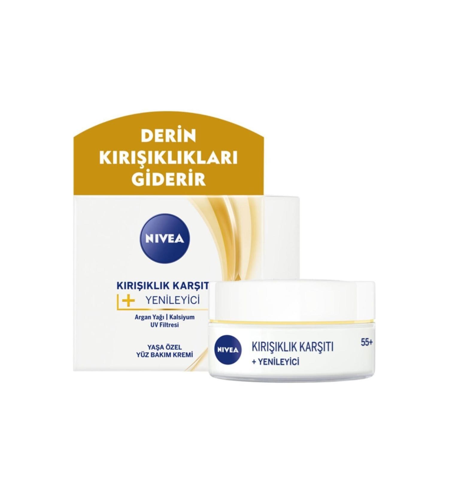 NIVEA Anti-Wrinkle + Regenerating Face Care Cream for 55+ Ages 50 Ml - Buy Online on GoSupps.com