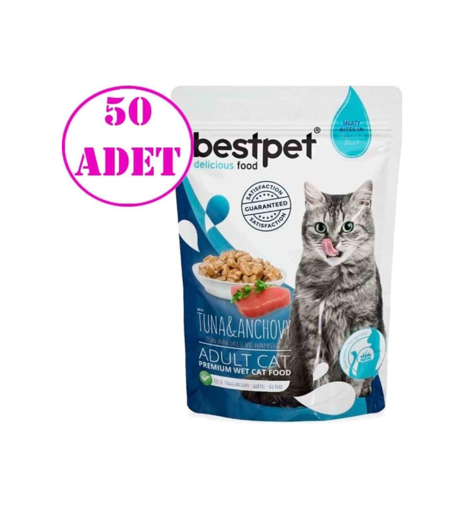 Bestpet Best Pet Jelly Tuna and Anchovy Cat Food 85 gr 50 Pieces