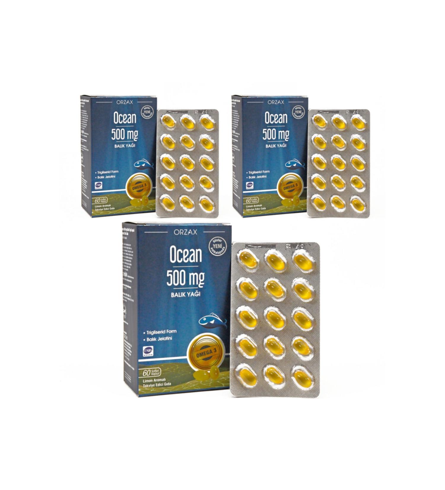Ocean Orzax 500 Mg Fish Oil Lemon Flavored X 3 pieces