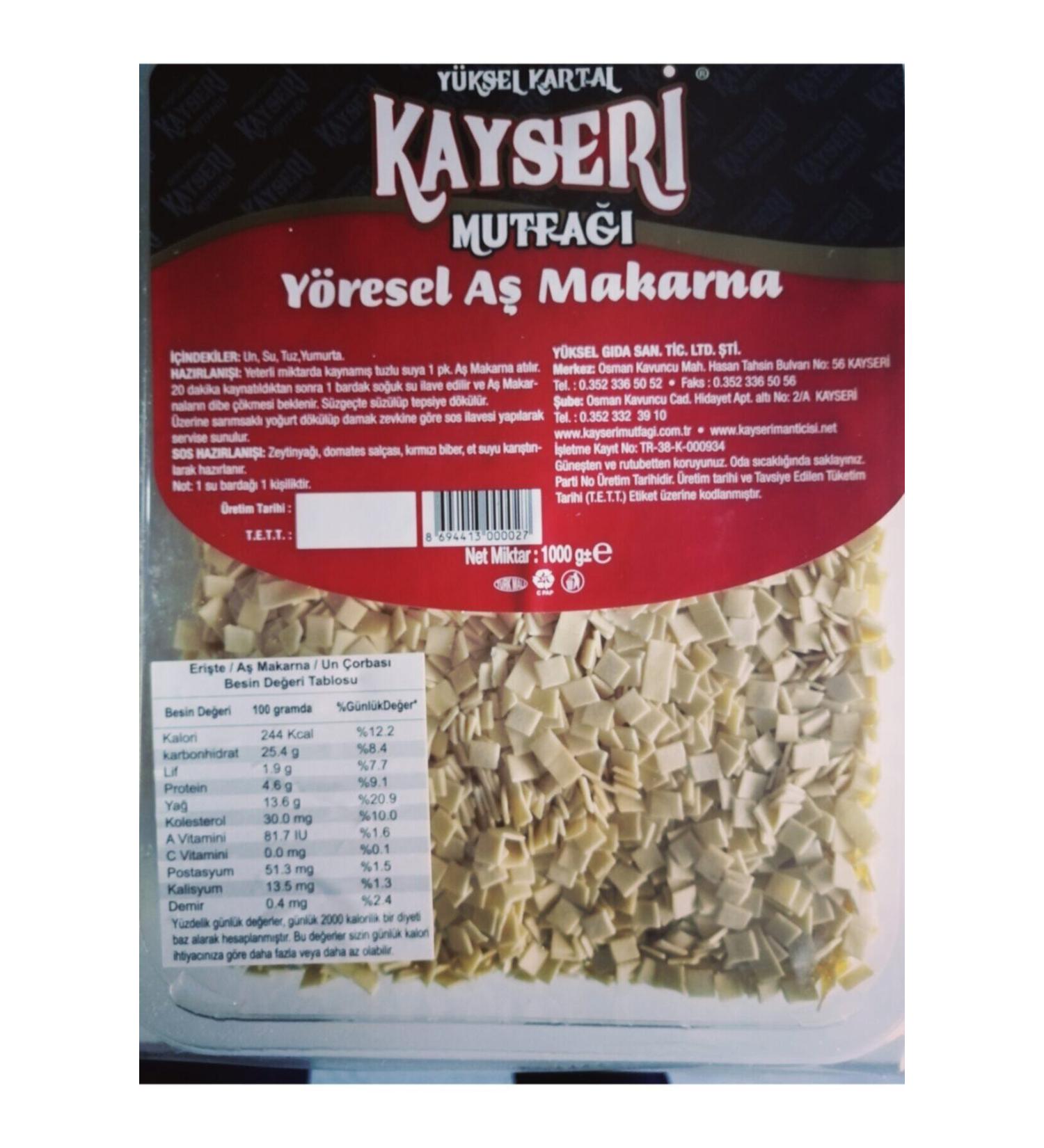 Y ksel Kartal Kayseri Cuisine Local Food Pasta 1000 Gr