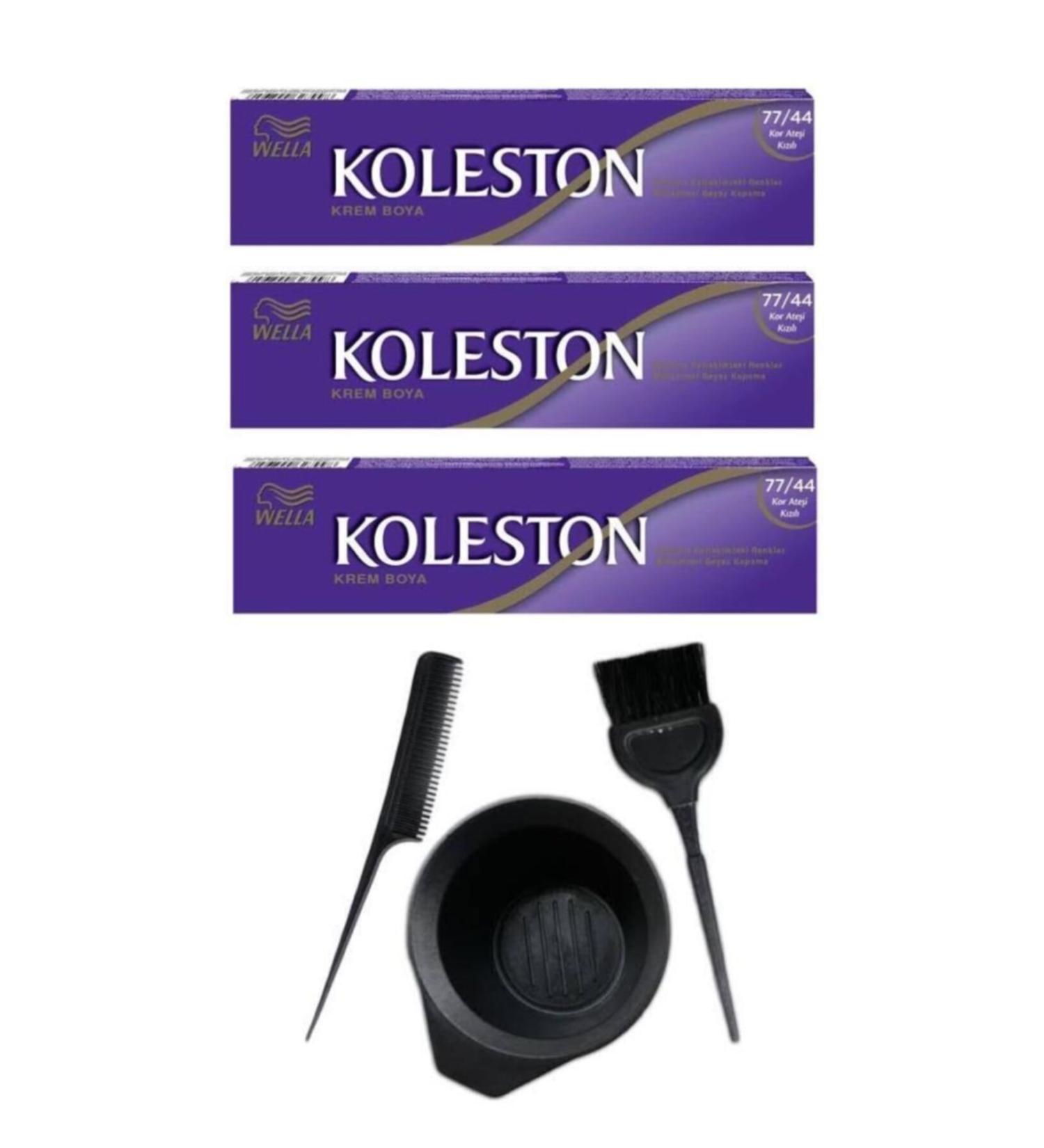 Wella Tube Hair Dye 77.44 3 Pieces + Hair Coloring Set