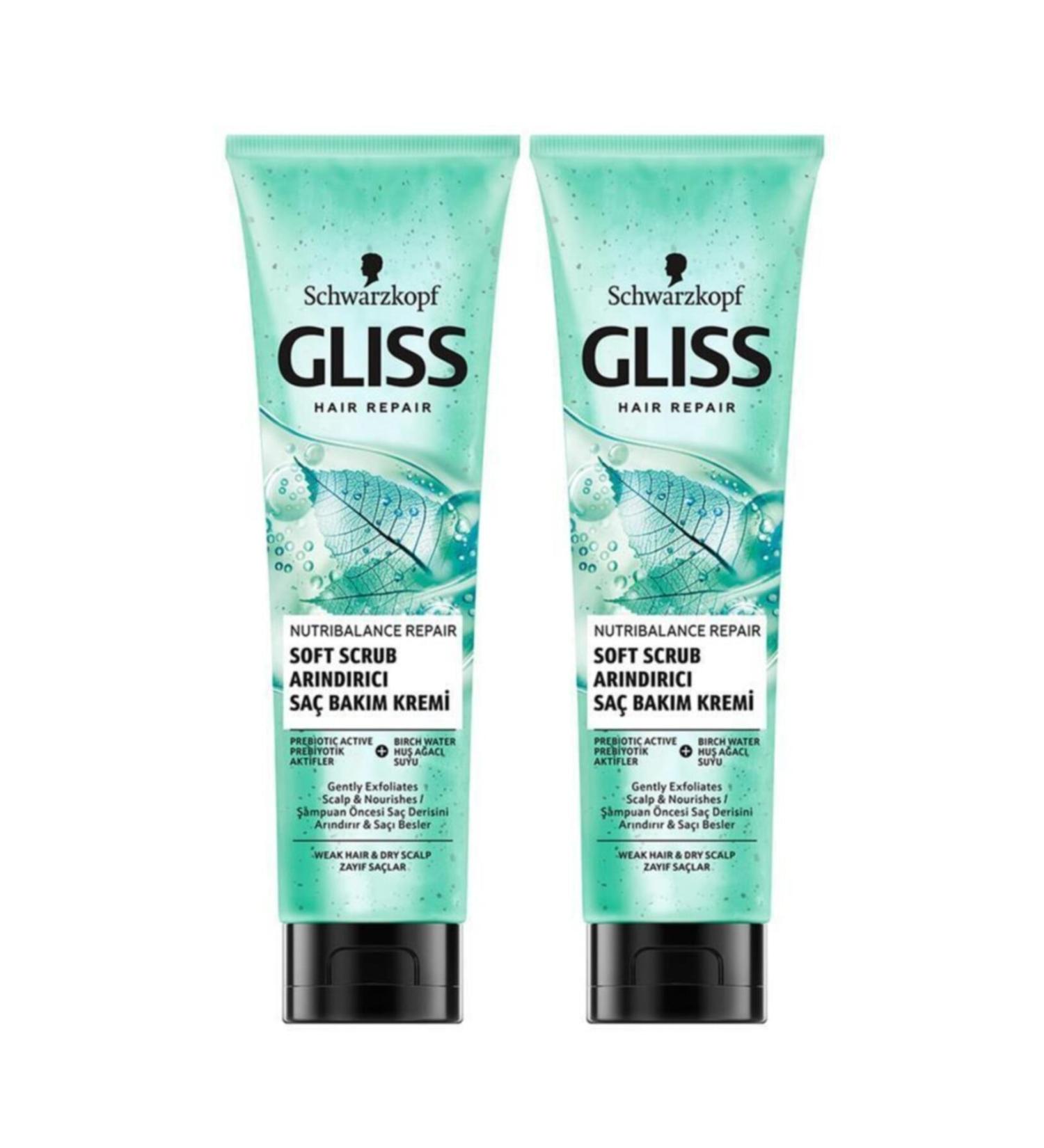 Gliss 2-Pack Nutribalance Soft Scrub Purifying Hair Care Cream 150 Ml