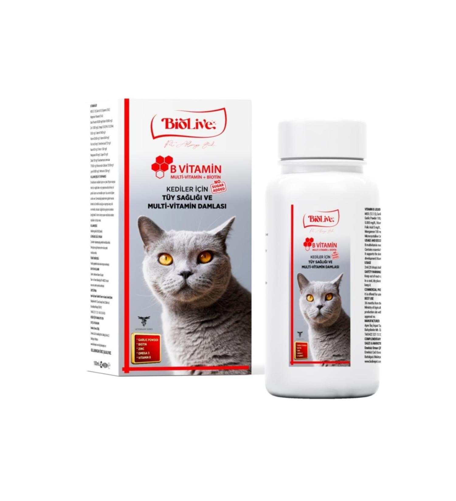 Vitamin B Multivitamin Biotin for Cats Shedding Hair Health 100ml
