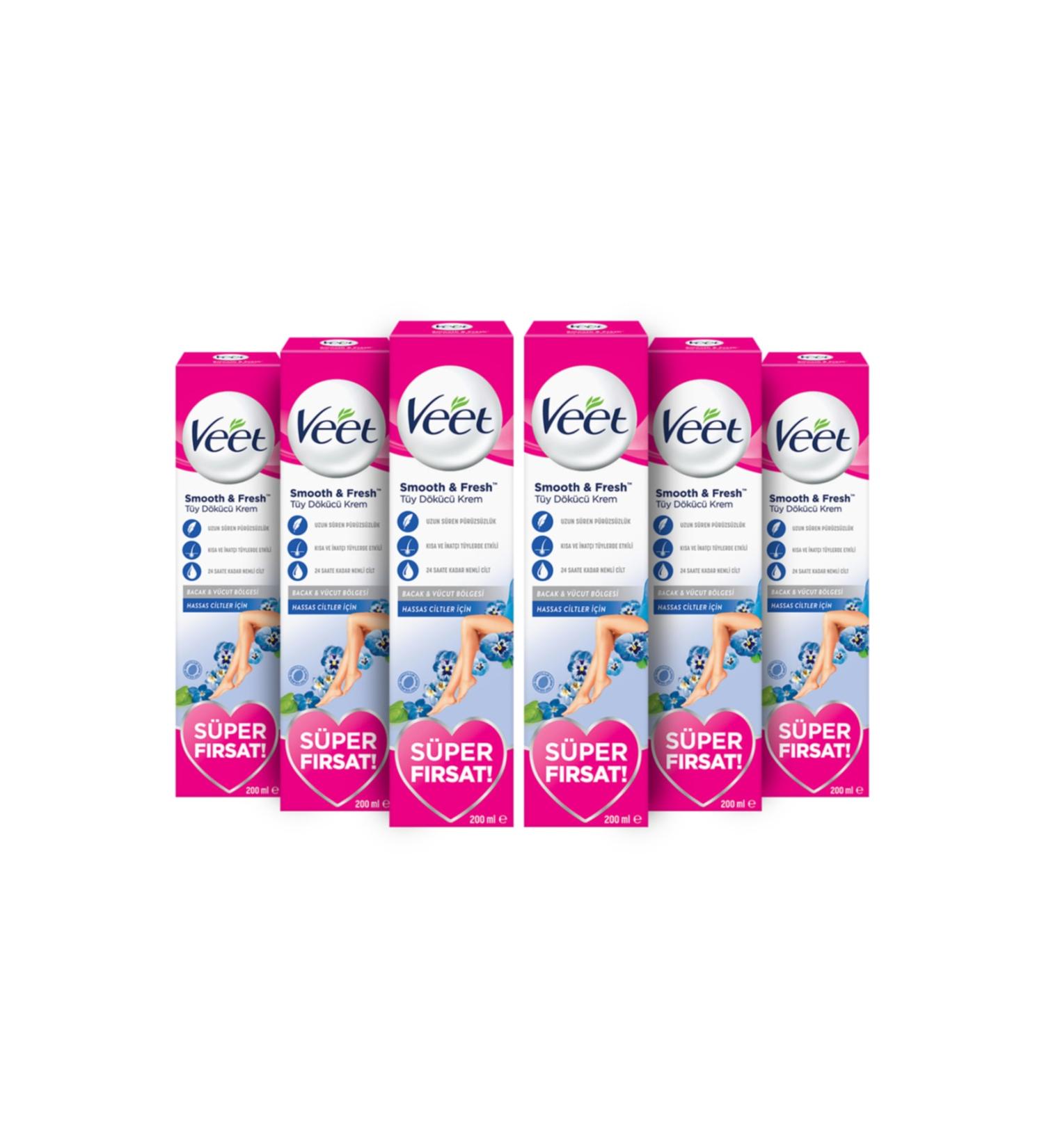 Veet Professional Promo All Skin Types Hair Removal Cream 200 ml X 6 Pcs