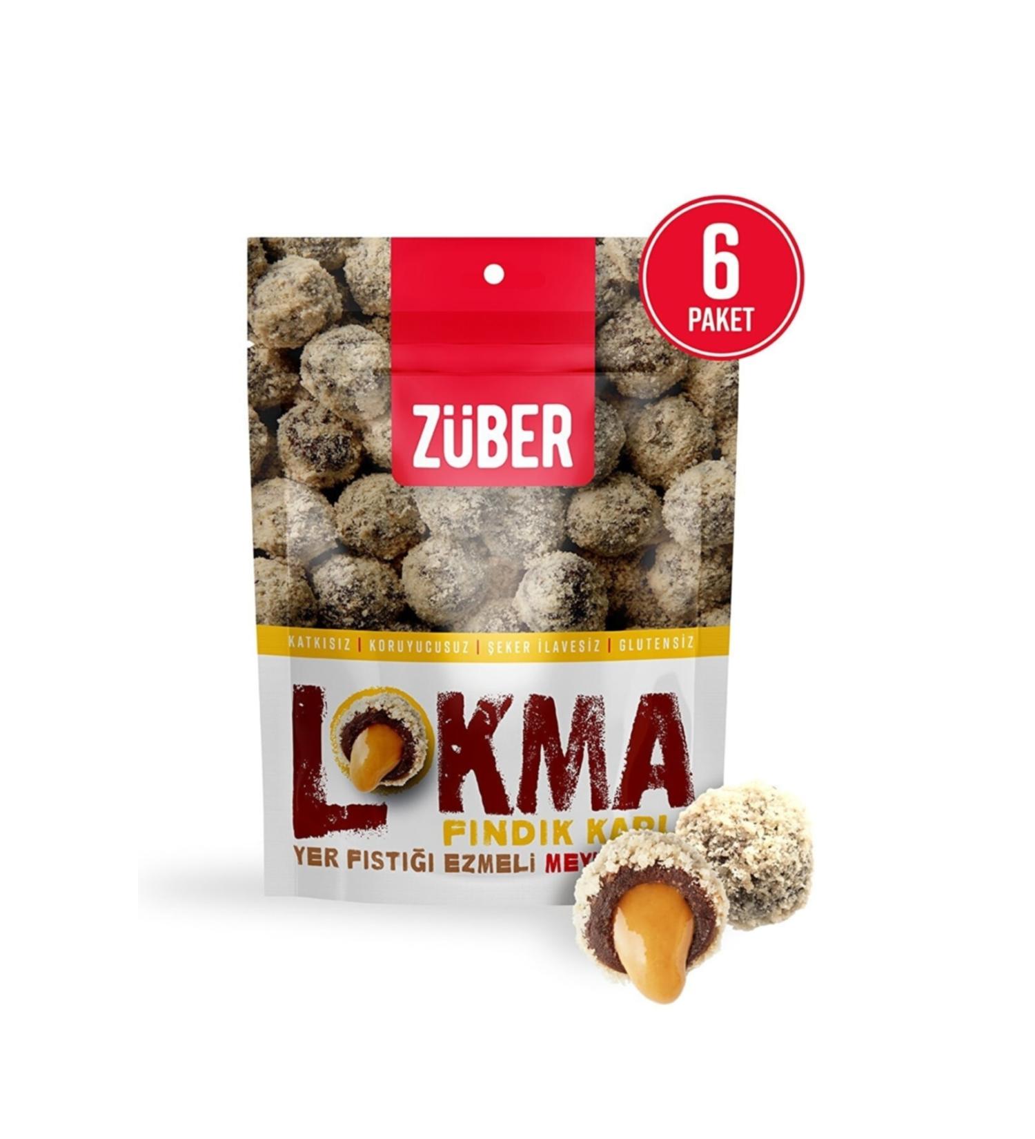 Zuber Lokma Hazelnut Coated 96g X 6 Pieces