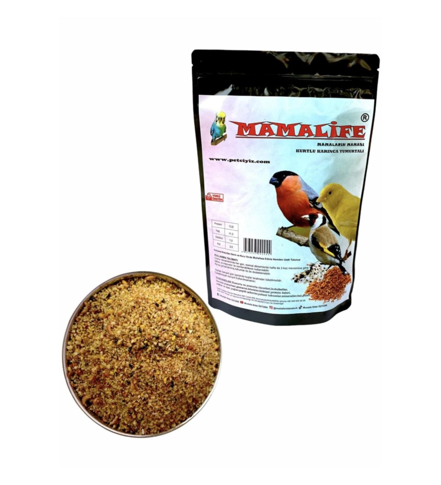 Mamalife Food with Worms and Ant Eggs for Budgies Cockatiels and Other Cage Birds 1 Kg