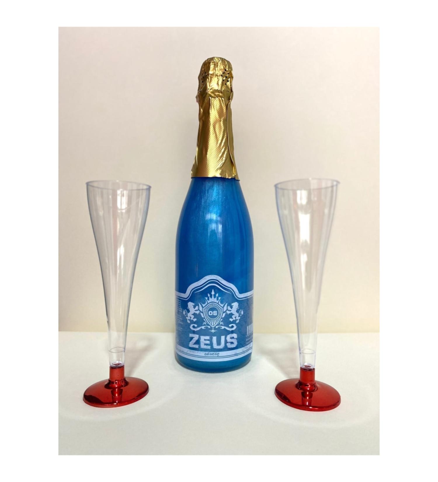 OS ZEUS Non-Alcoholic Carbonated Beverage Blueberry-pineapple and 2 Glasses