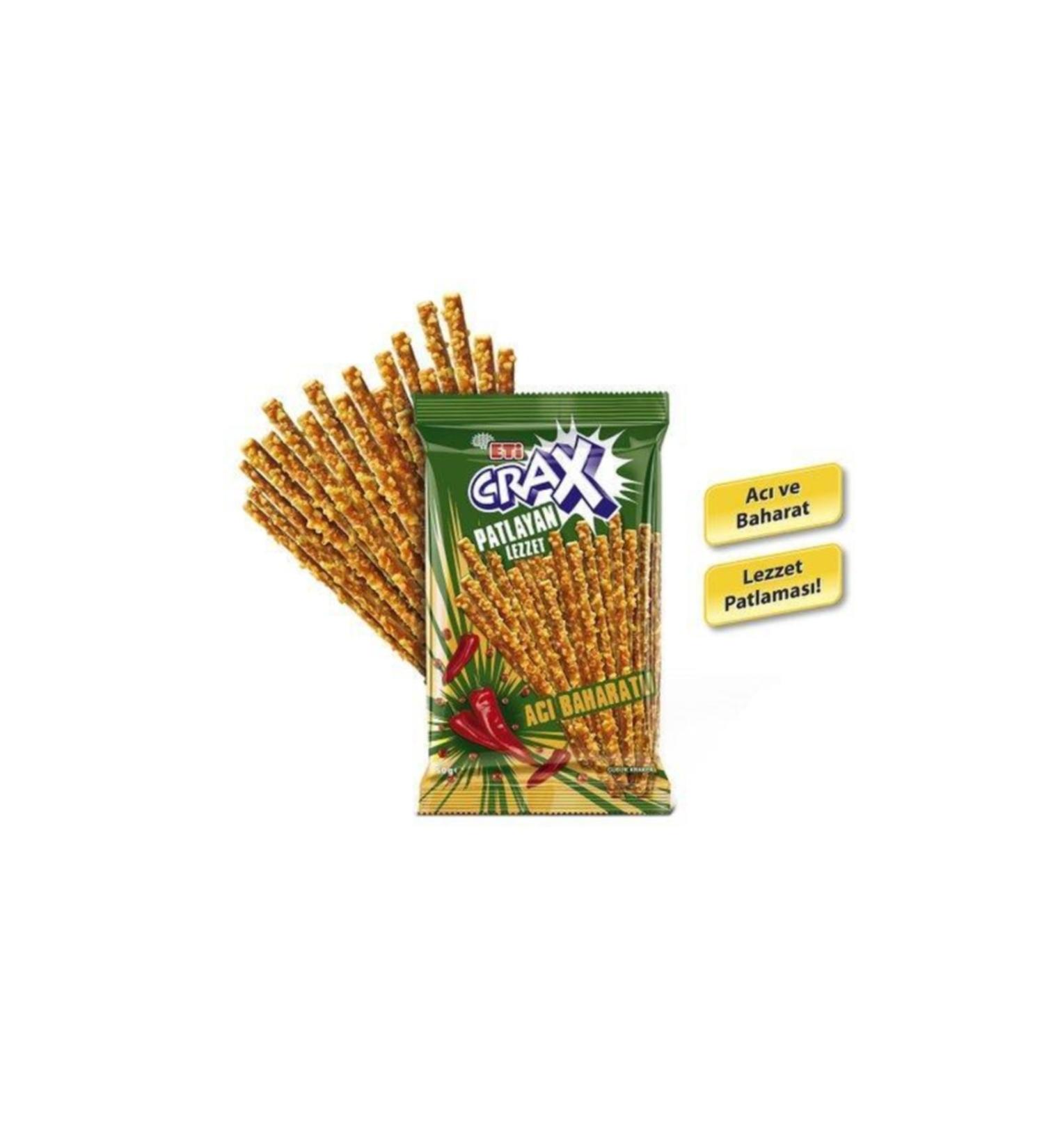 Eti Crax Pat Layan Flavor Hot Spicy Stick Crackers 20 Pieces