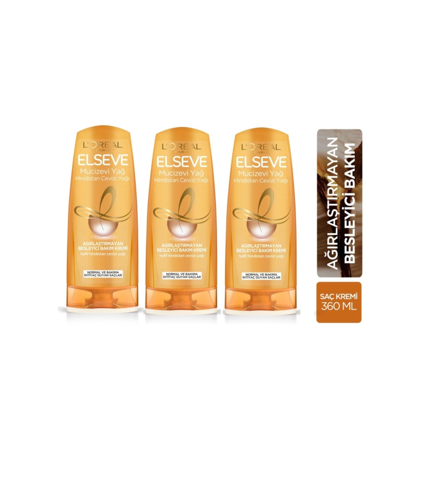 Elseve Loreal Paris Miraculous Coconut Oil Nourishing Conditioner 360 Ml X 3 Pieces