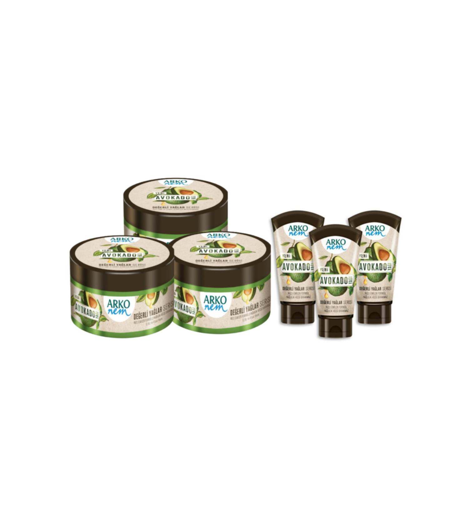 Arko Nem Precious Oils Avocado Oil Moisturizing Cream 3 Pieces 250ml & 60ml