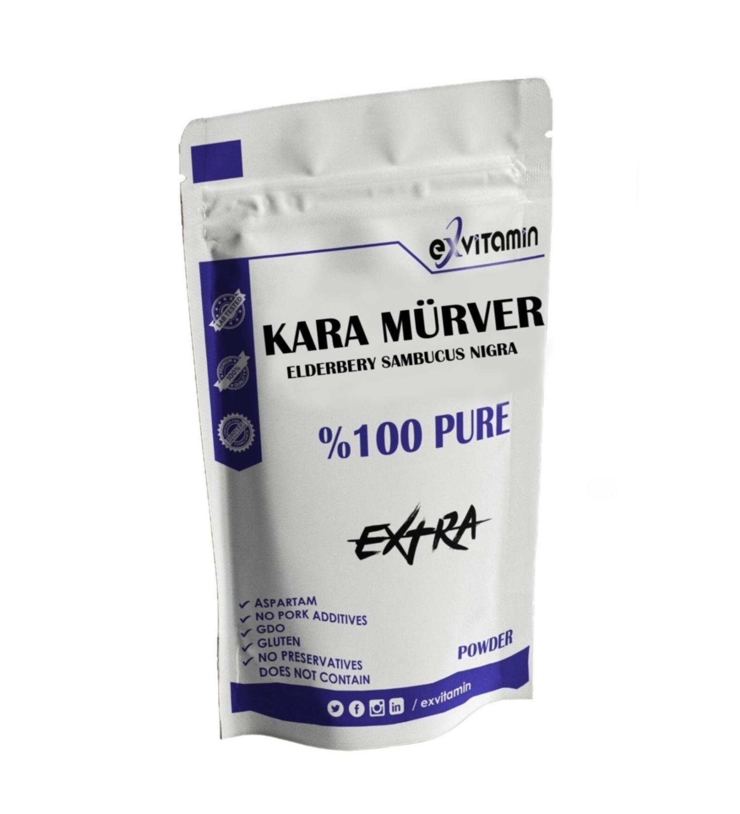 exvitamin Elderberry Sambucus Nigra Black Elderberry Extract Powder 50 Gr