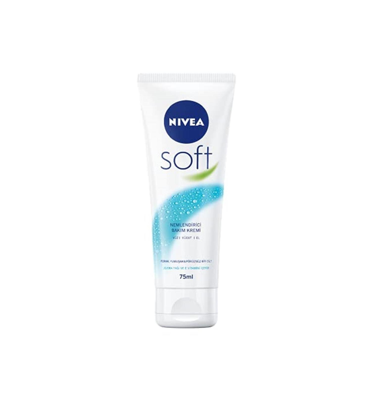 NIVEA Soft Cream 75 ml Moisturizing Care Cream Face Body Hand Skin With Jojoba Oil And Vitamin E - Buy Online on GoSupps.com