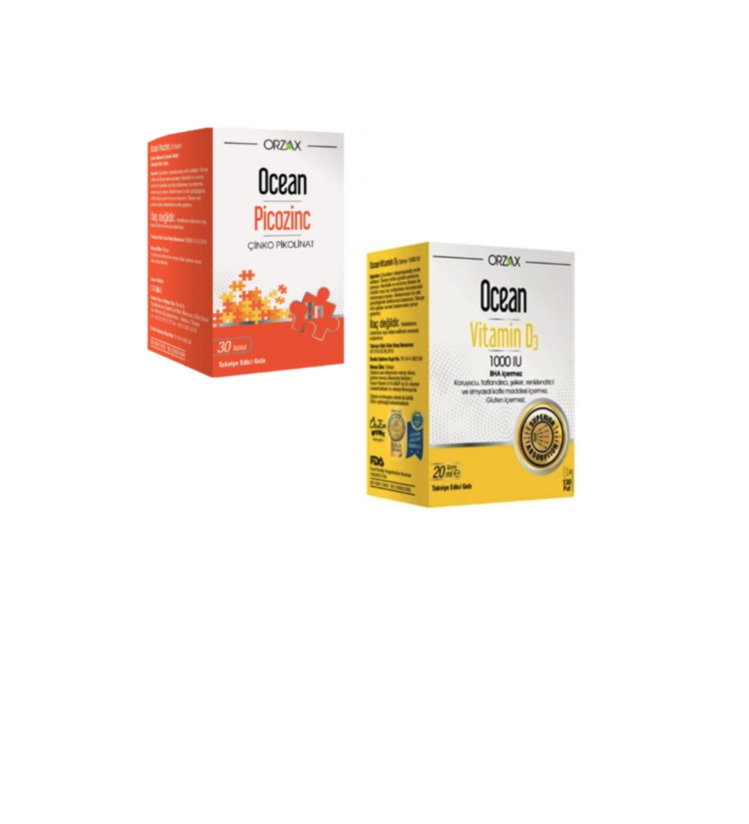 Ocean Picozinc Zinc Picolinate 15 Mg 30 Tablets + Vitamin D3 1000 Iu 20 Ml Spray