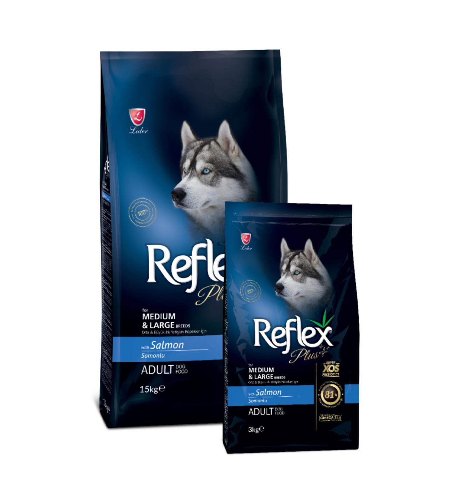 Reflex Plus Adult Dog Food for Medium and Large Breeds with Salmon 3kg