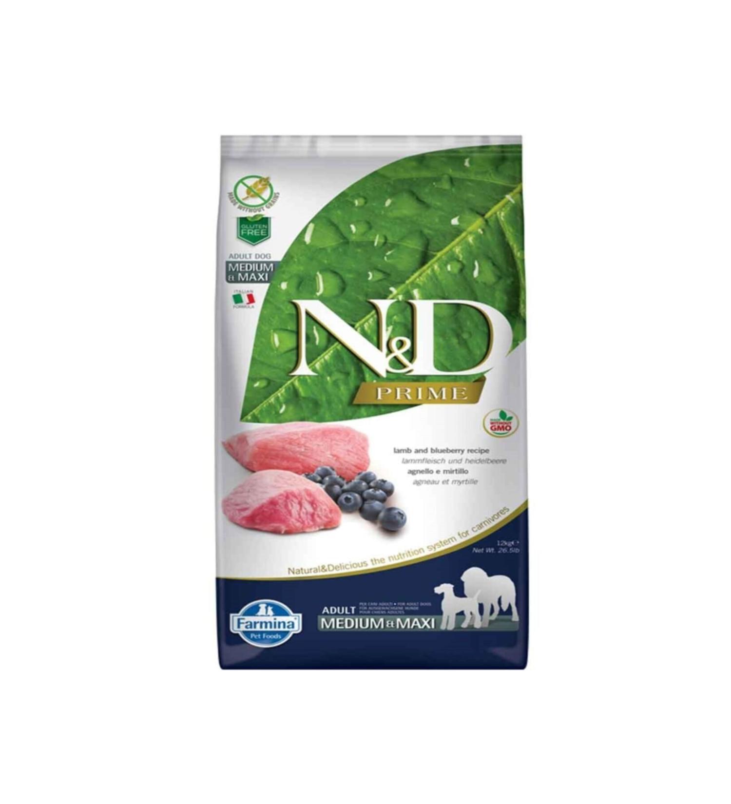 N & D Lamb Blueberry Grain Free Medium Maxi Dog Food 12 kg