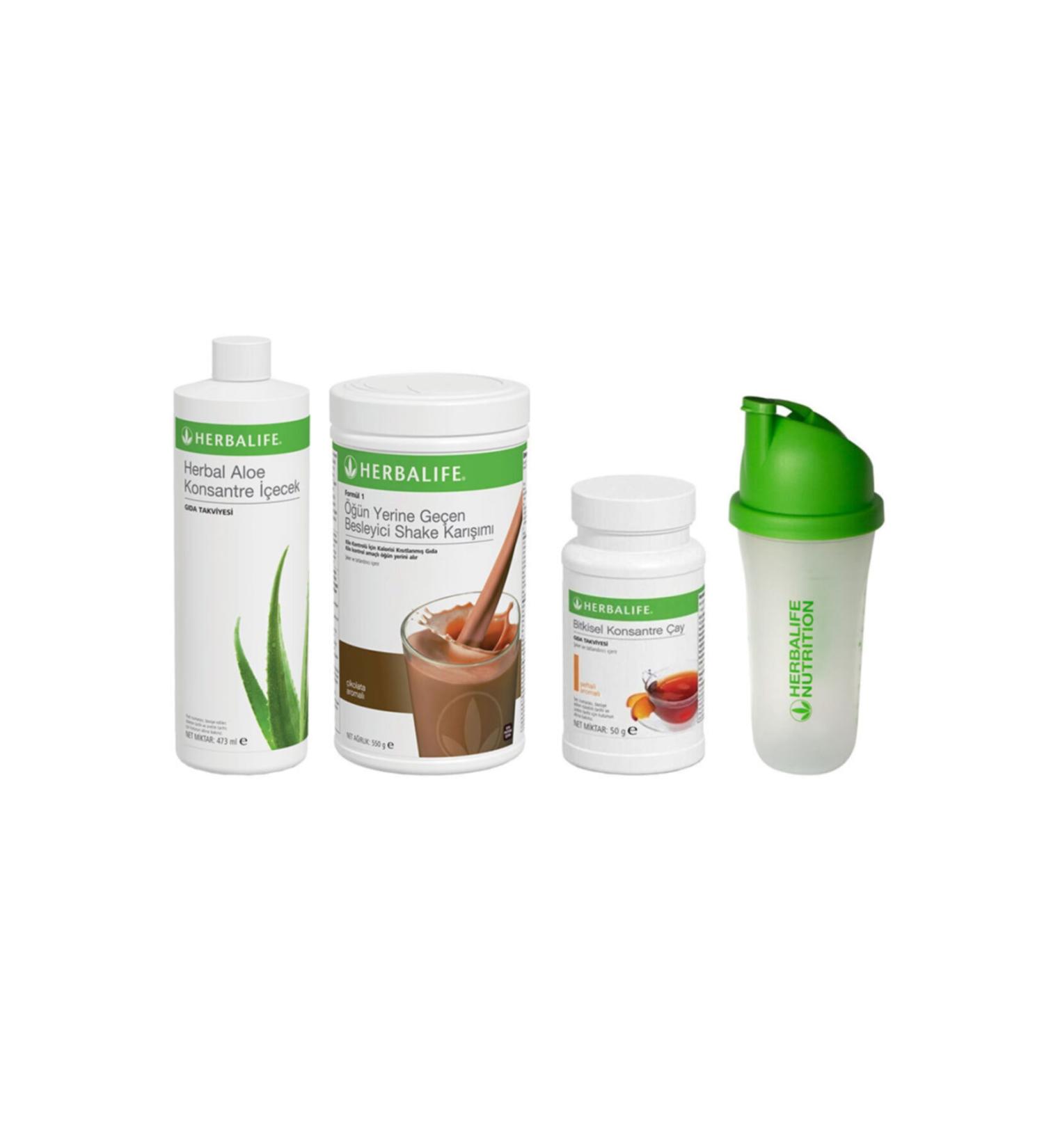 Herbalife Starter Kit - 1 Chocolate Shake + Peach 50 Gr Tea + Aloe Drink + Shaker Tsi0157