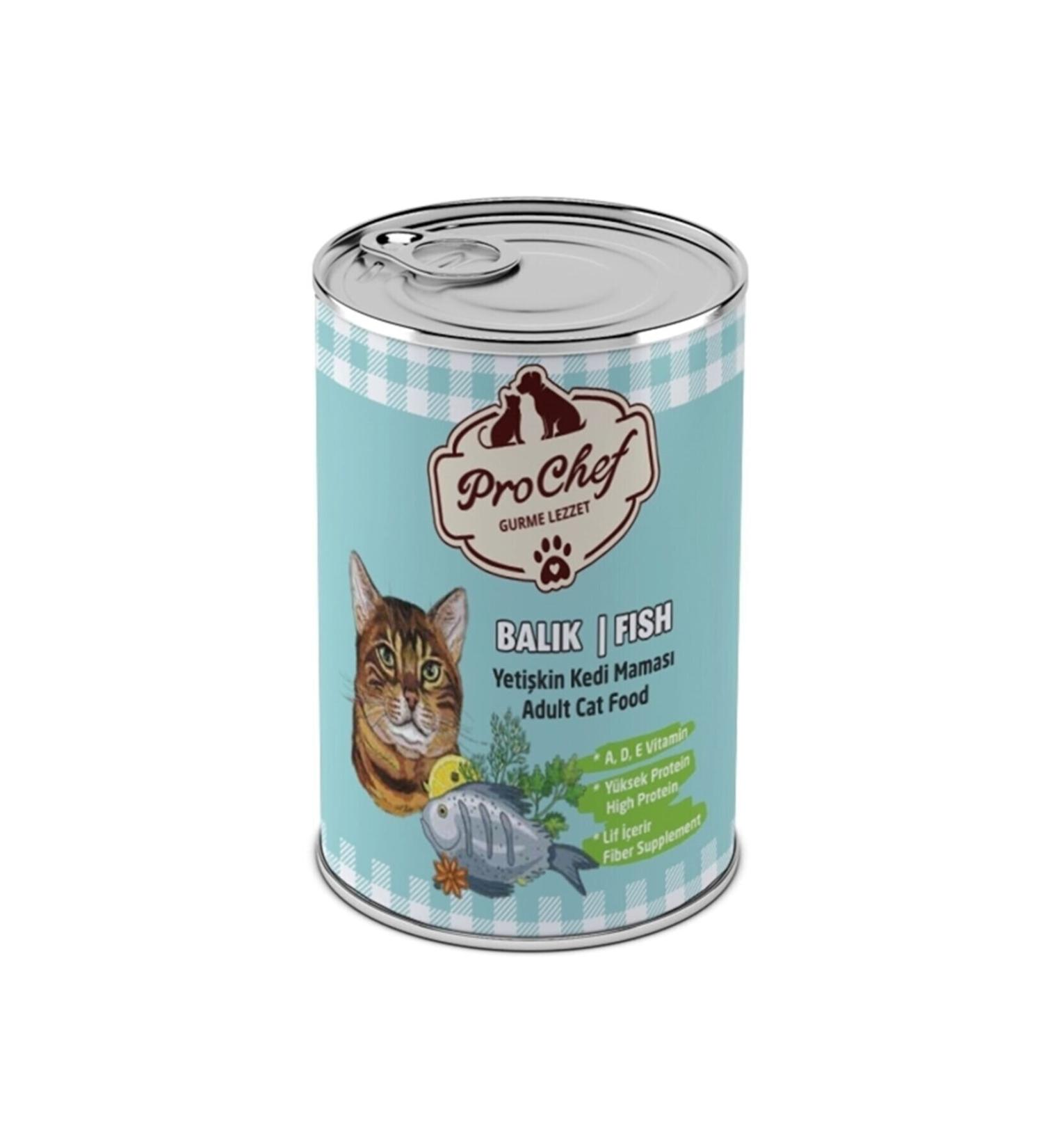 Prochef 12 Pieces Adult Fish Meat Minced Cat Food (415 Gr 12 Pro Chef Canned Wet Food)