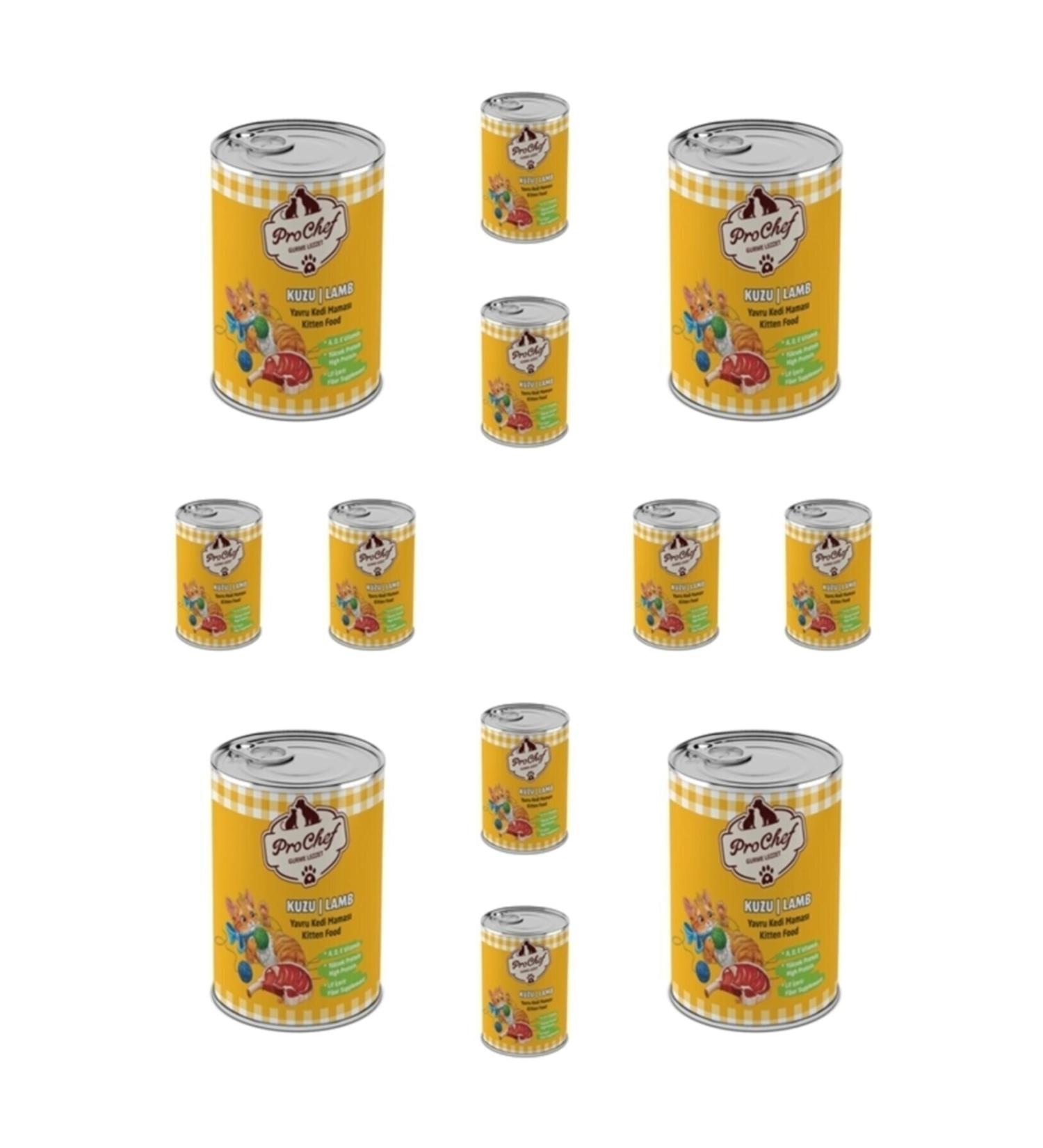 Prochef 12 Pieces Kitten Lamb Meat Minced Cat Food (415 Gr 12 Pro Chef Canned Wet Food)