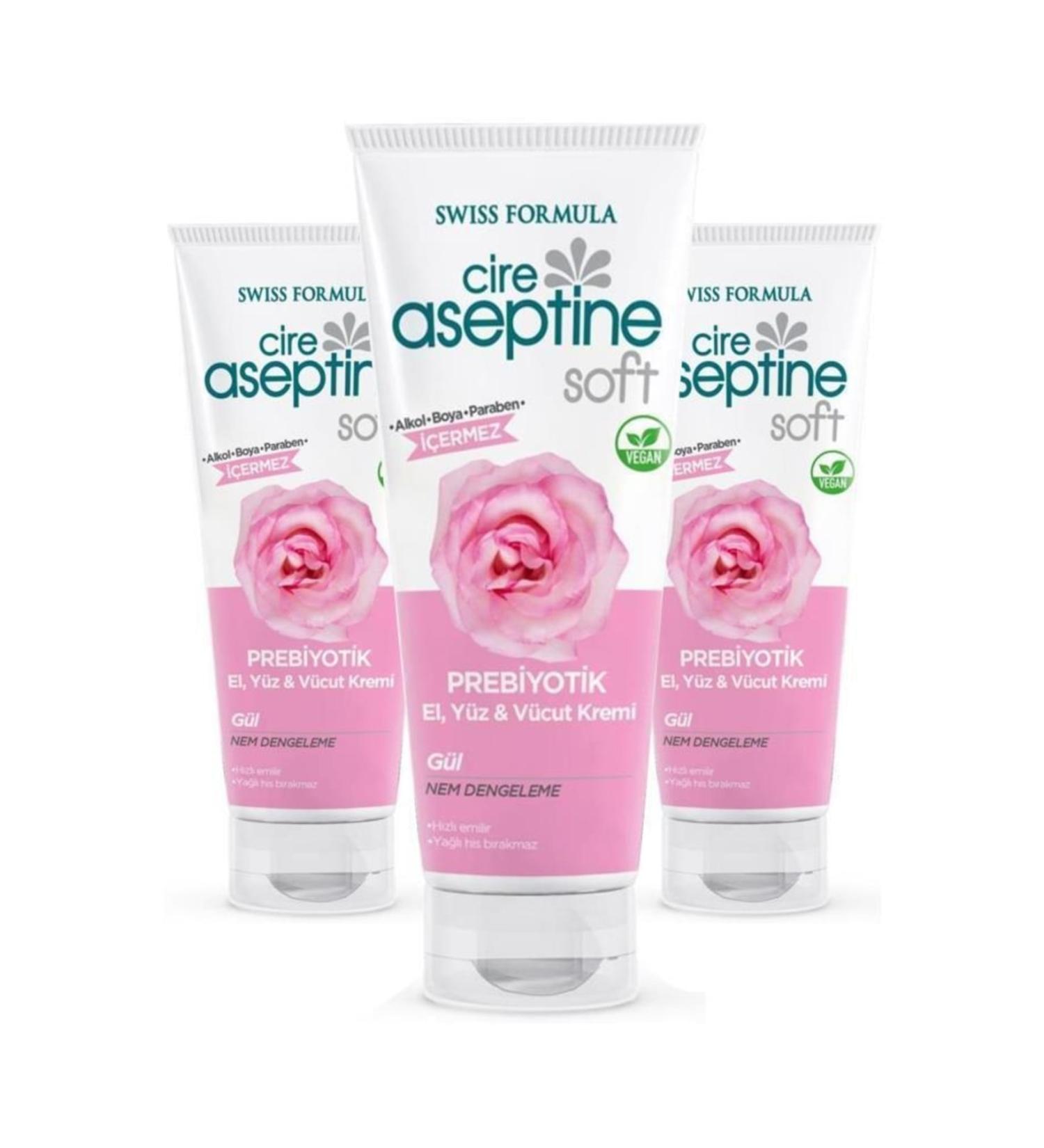 Cire Aseptine Cire Aceptine Soft Prebiotic Hand Face Body Cream Rose 75 ml X3