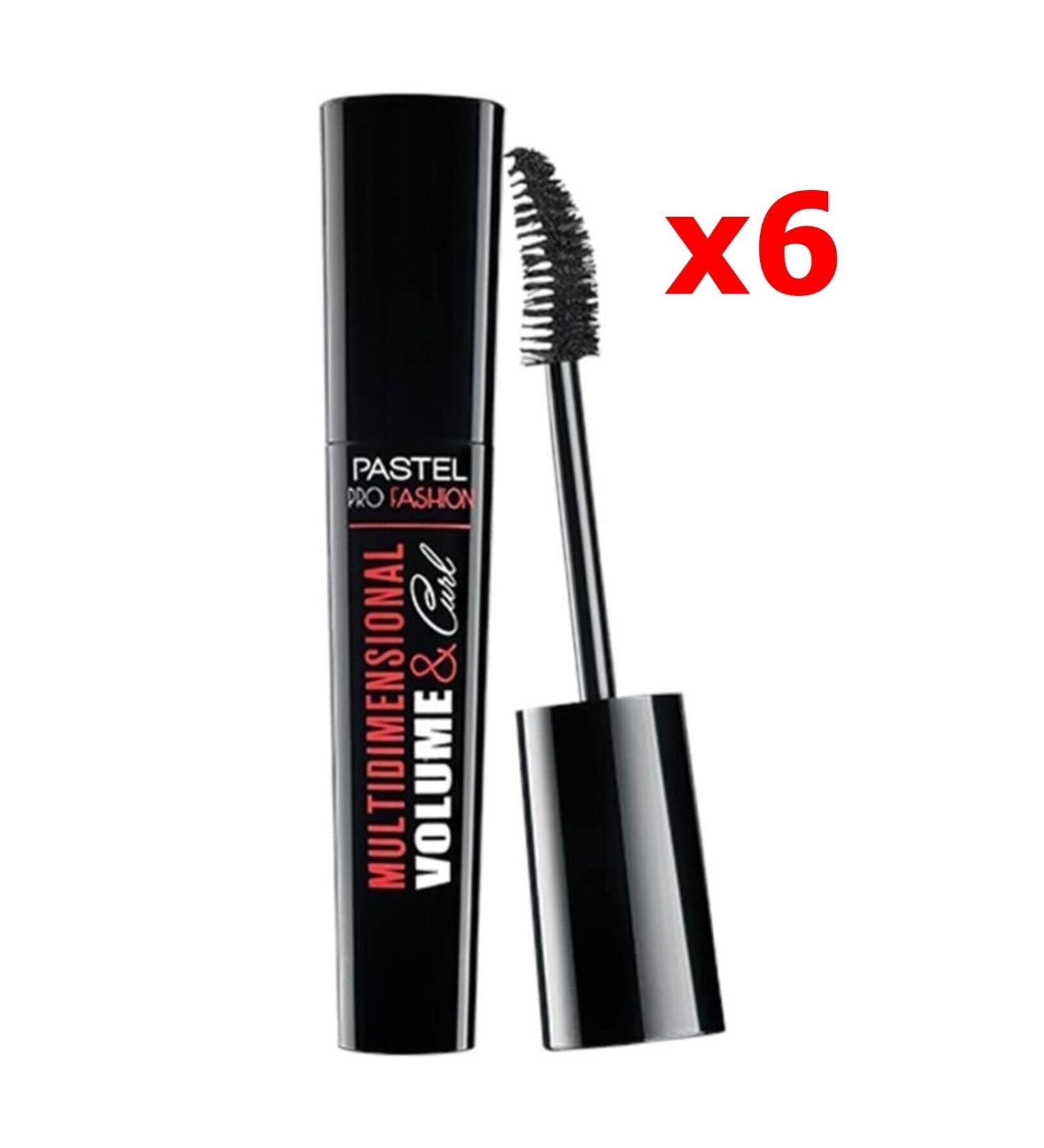 Pastel Multidimensional Intense Volume Extreme Curl Length Long Lasting Pro Fashion Black Mascara 6 Pcs