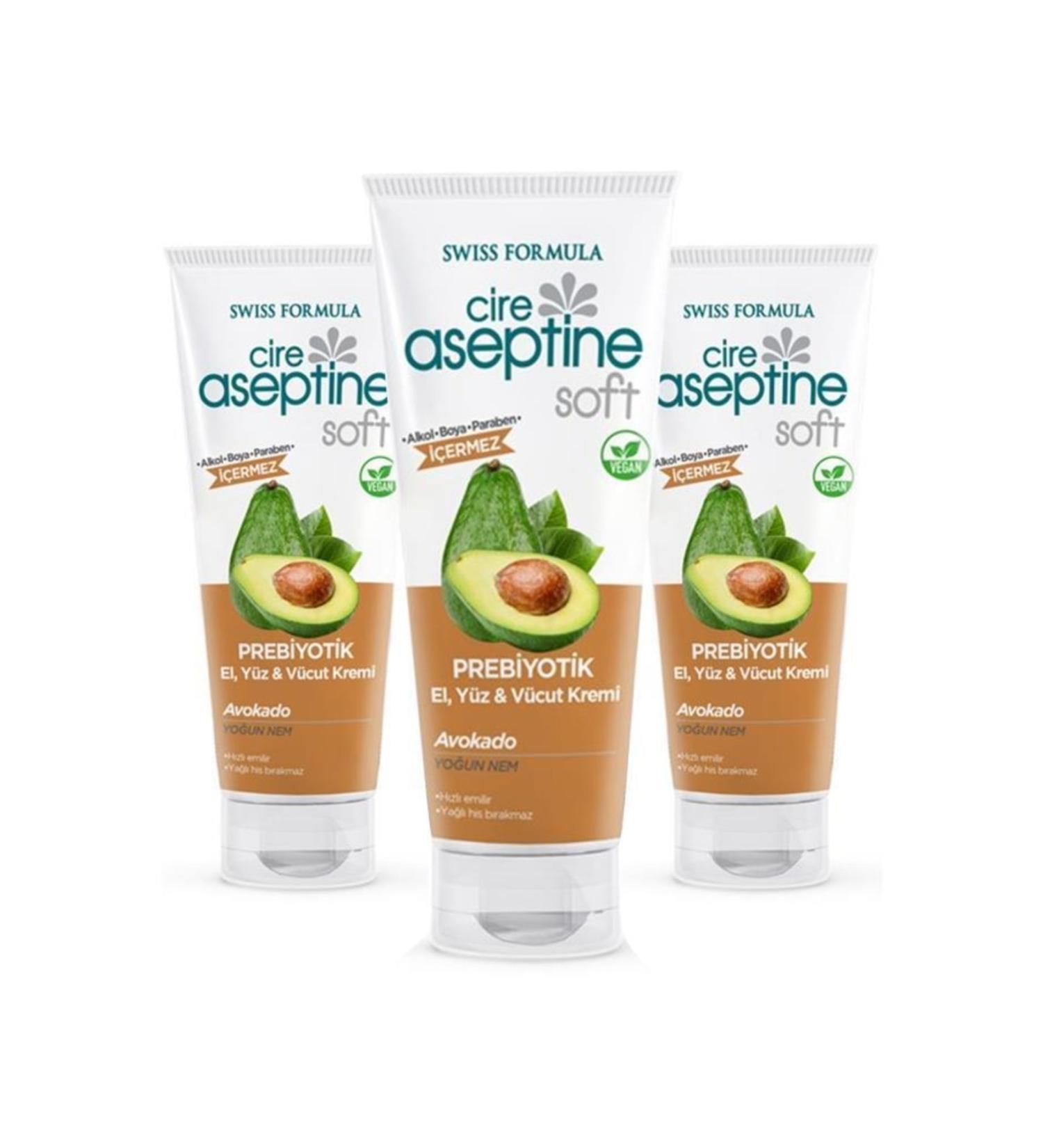 Cire Aseptine Soft Prebiotic Hand Face Body Cream Avocado 75 ml X3