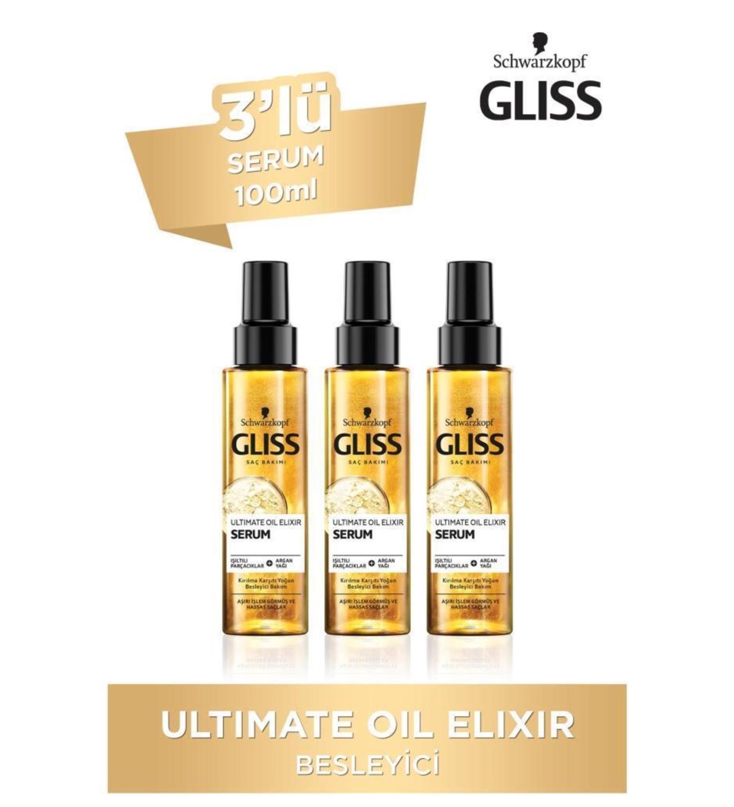 Gliss Schwarzkopf Ultimate Oil Elixir Nourishing Care Serum 100 Ml X 3 Pieces - Buy Online on GoSupps.com