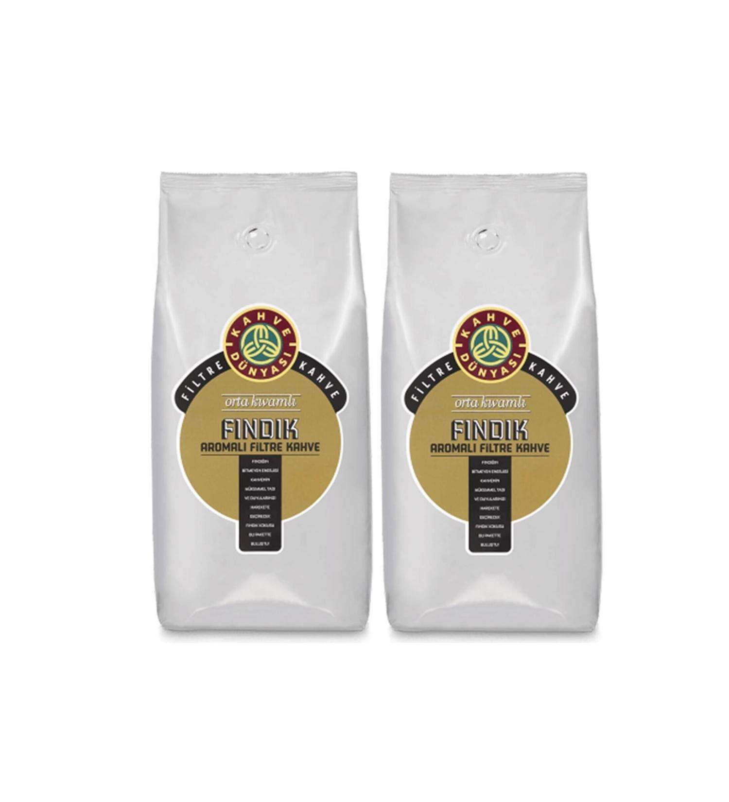 Coffee World Hazelnut Flavored Filter Coffee Beans 2 Pieces 1 Kg