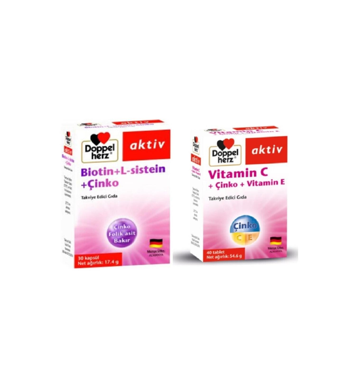 Doppelherz Active Biotin/l Cysteine 30 Capsules + Vitamin C/zinc 30 Capsules