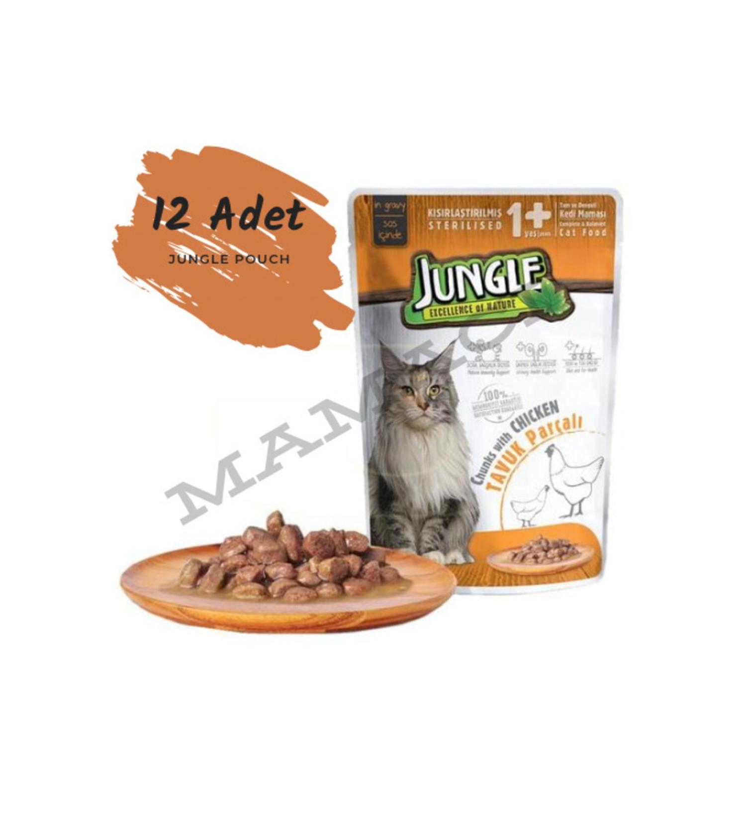 Jungle Pouch Chicken Sterilized Cat Food 100 gr X 12 Pieces