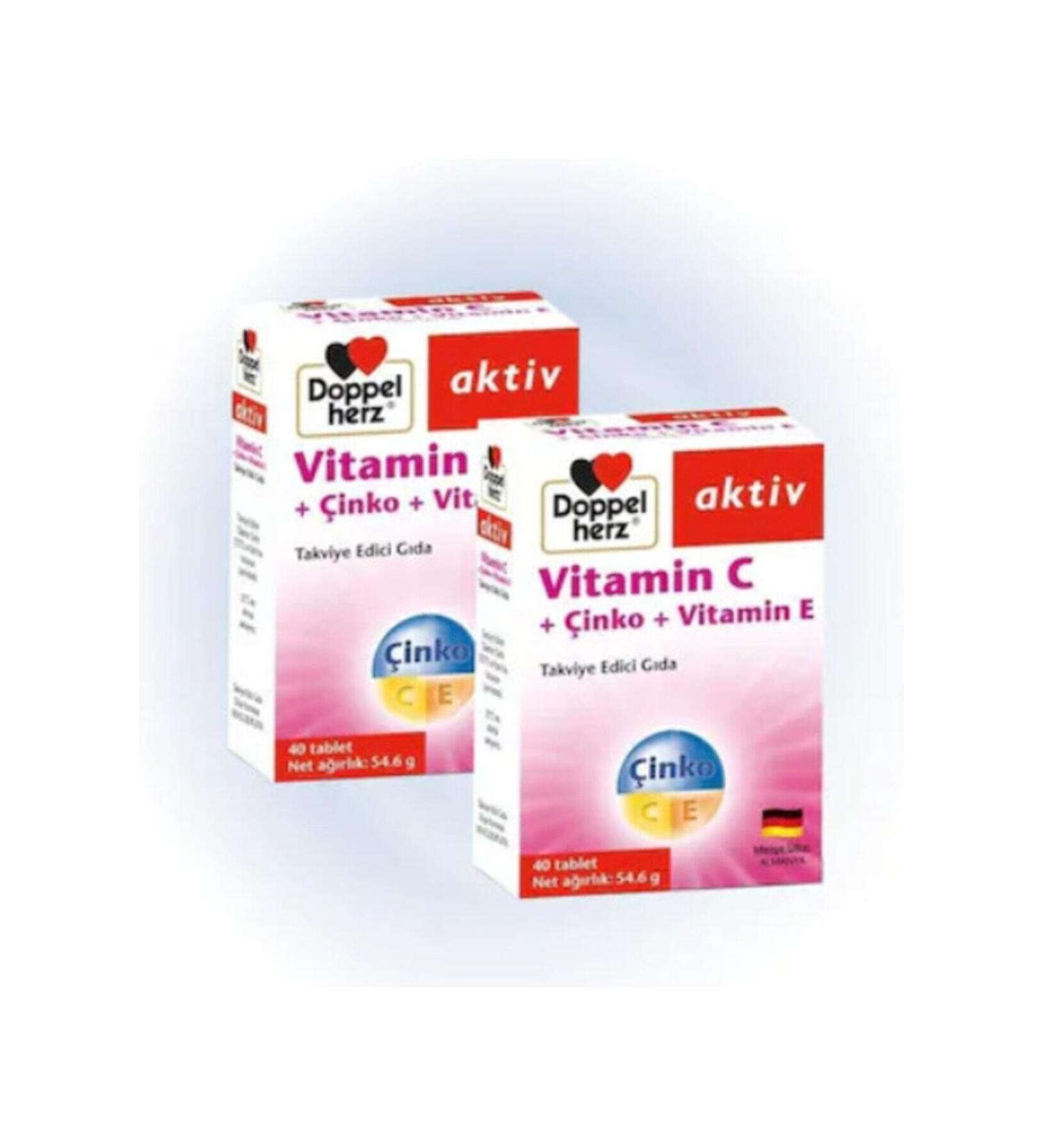 Doppelherz Active Vitamin C Zinc Vitamin E 40 Tablets - 2 Pack