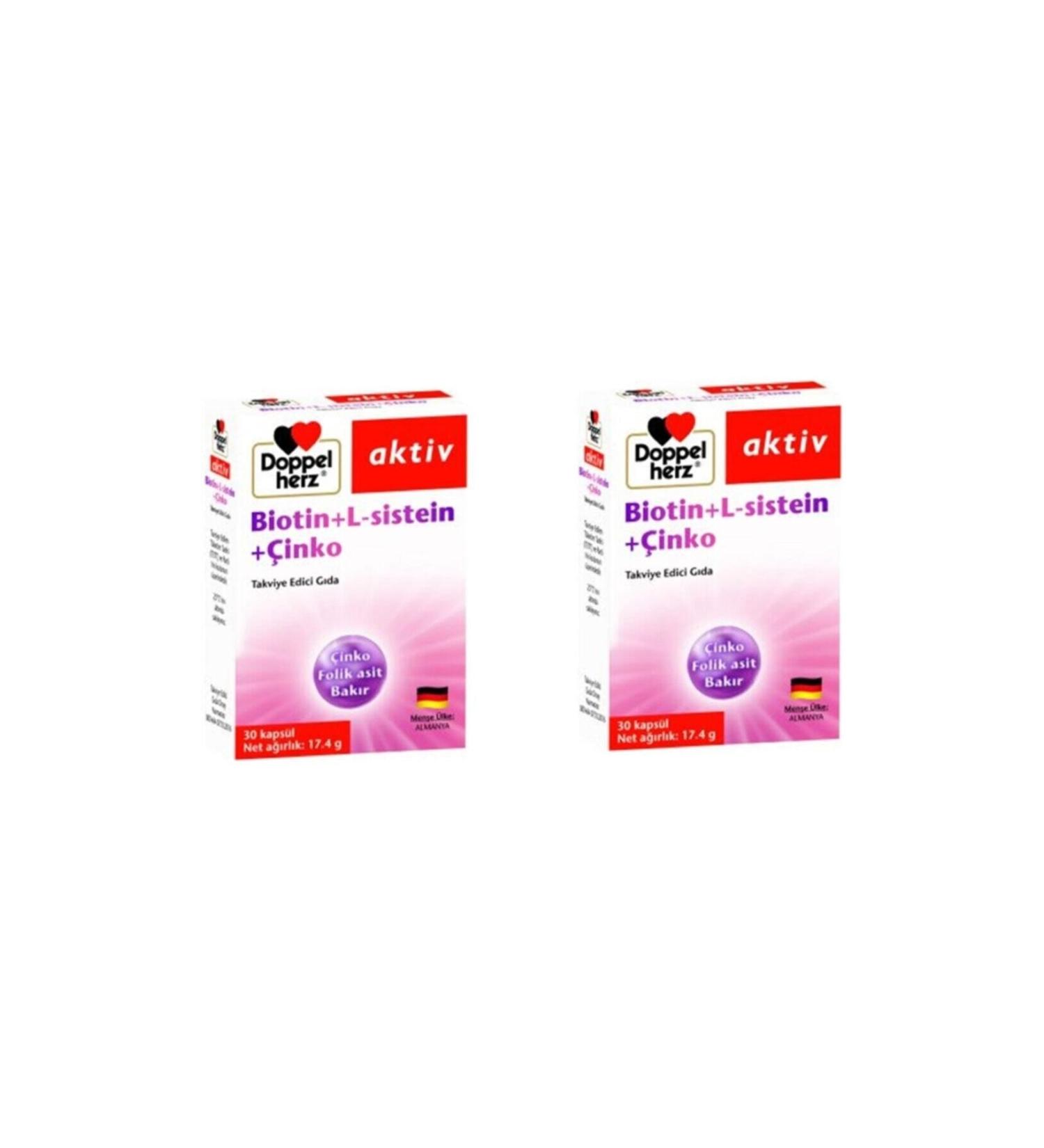 Doppelherz Doppel Herz Active Biotin + L-cysteine + Zinc 30 Capsules - 2 Pieces