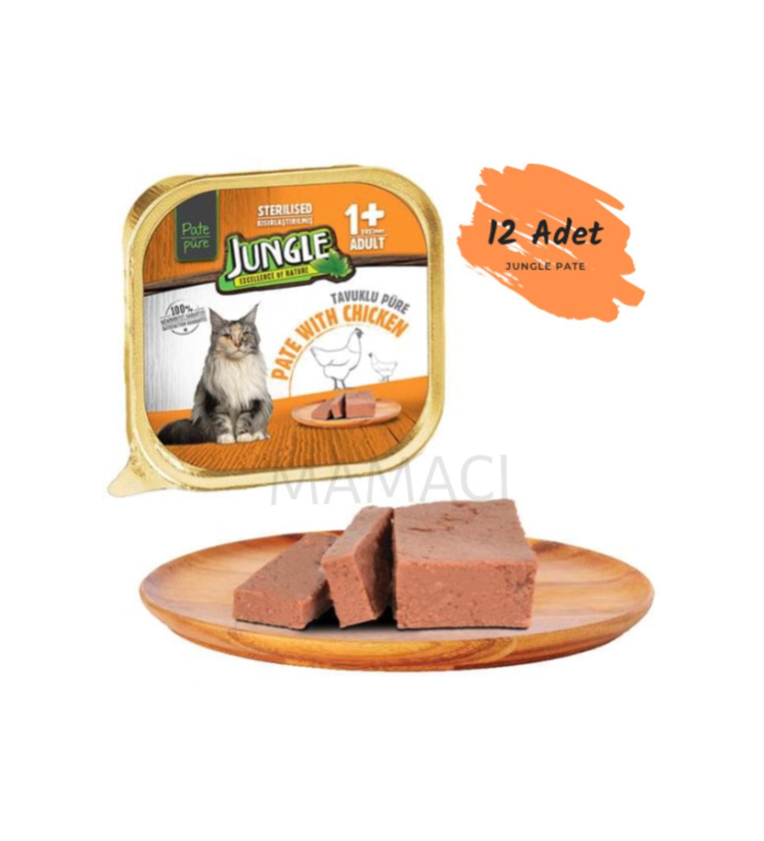 Jungle Pate Chicken Sterilized Cat Canned Food 100 gr X 12 Pieces