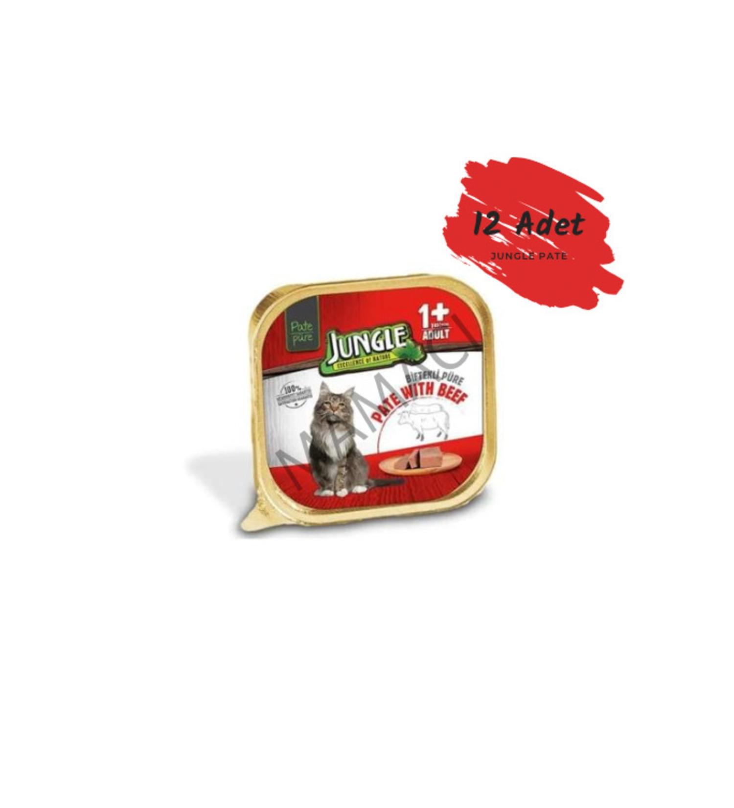 Jungle Pate Steak Adult Cat Food 100 gr X 12 Pieces