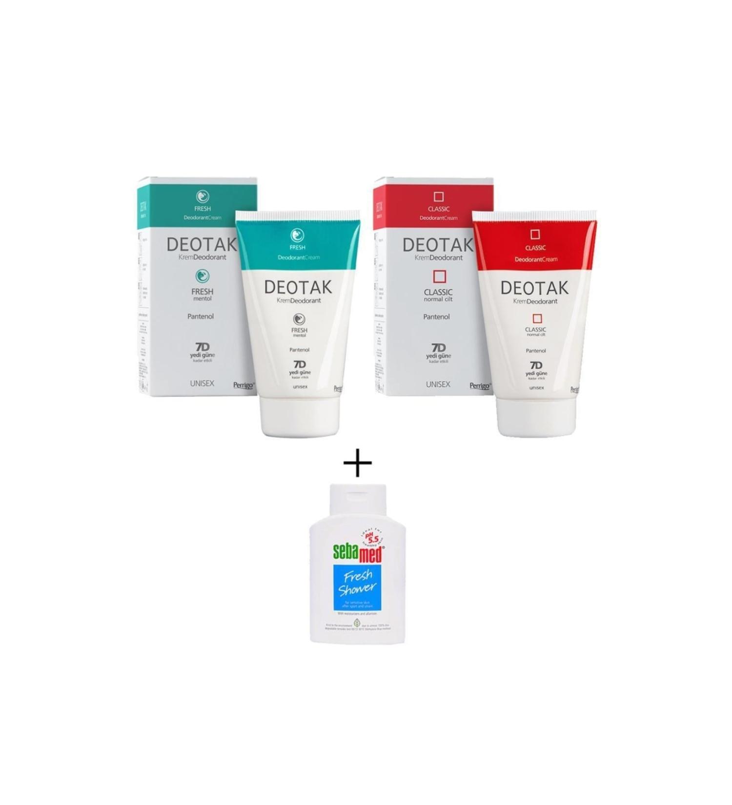 Deotak Cream Deodorant Classic 35 ml + Fresh 35 ml + Sebamed Shower Gel 20 ml