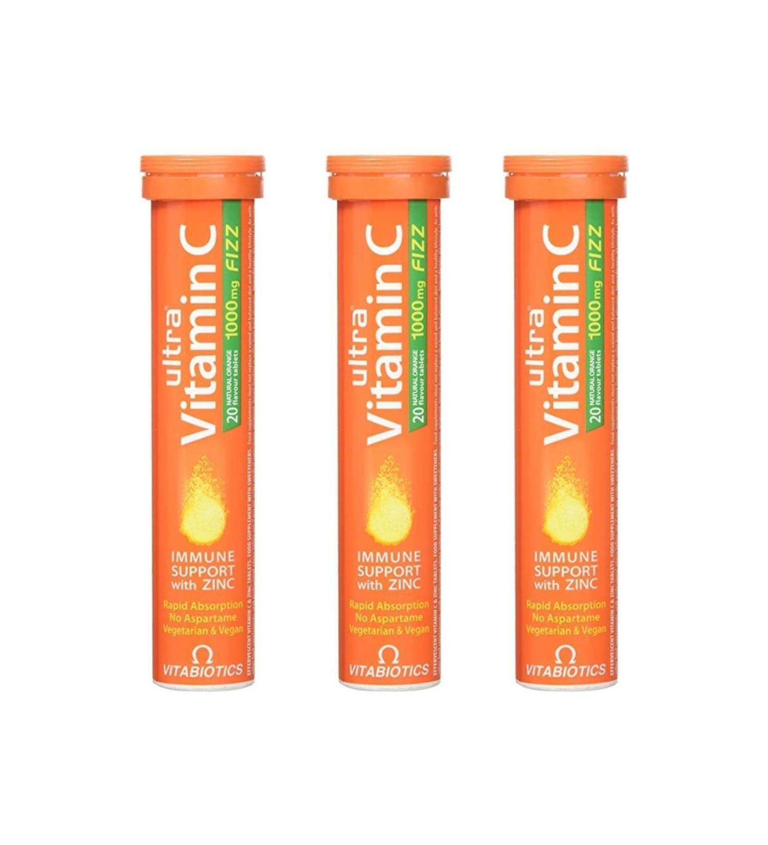 Vitabiotics Ultra Vitamin C 1000mg Effervescent 20 Tablets 3 Pieces