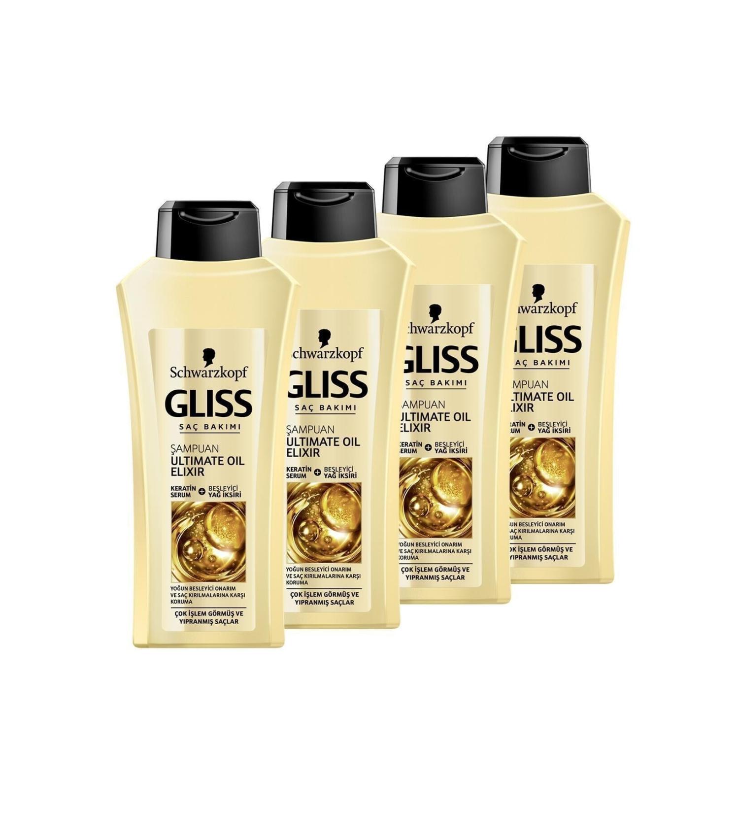 Gliss Schwarzkopf Ultimate Oil Elixir Shampoo 525 ml X 4 Pieces