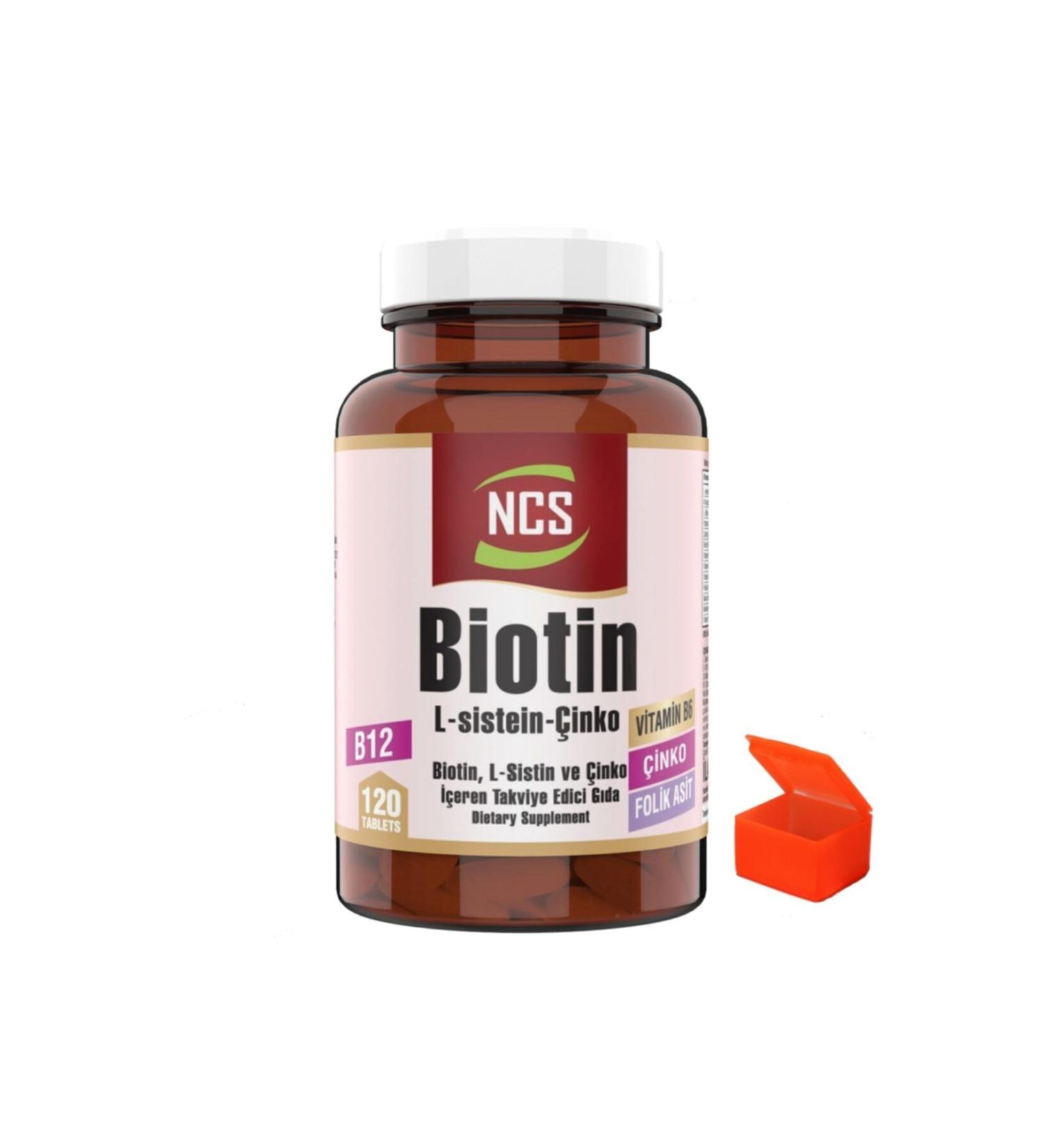 Ncs Biotin 2500 Mcg 120 Tablets Zinc Vitamin B12 + Pill Box
