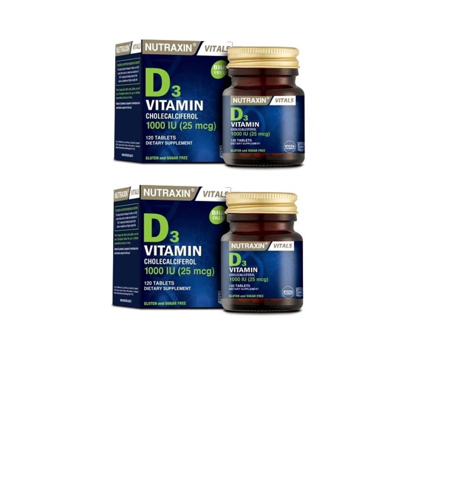 Nutraxin Immune Booster Vitamin D3 120 Tablets X2 Pieces
