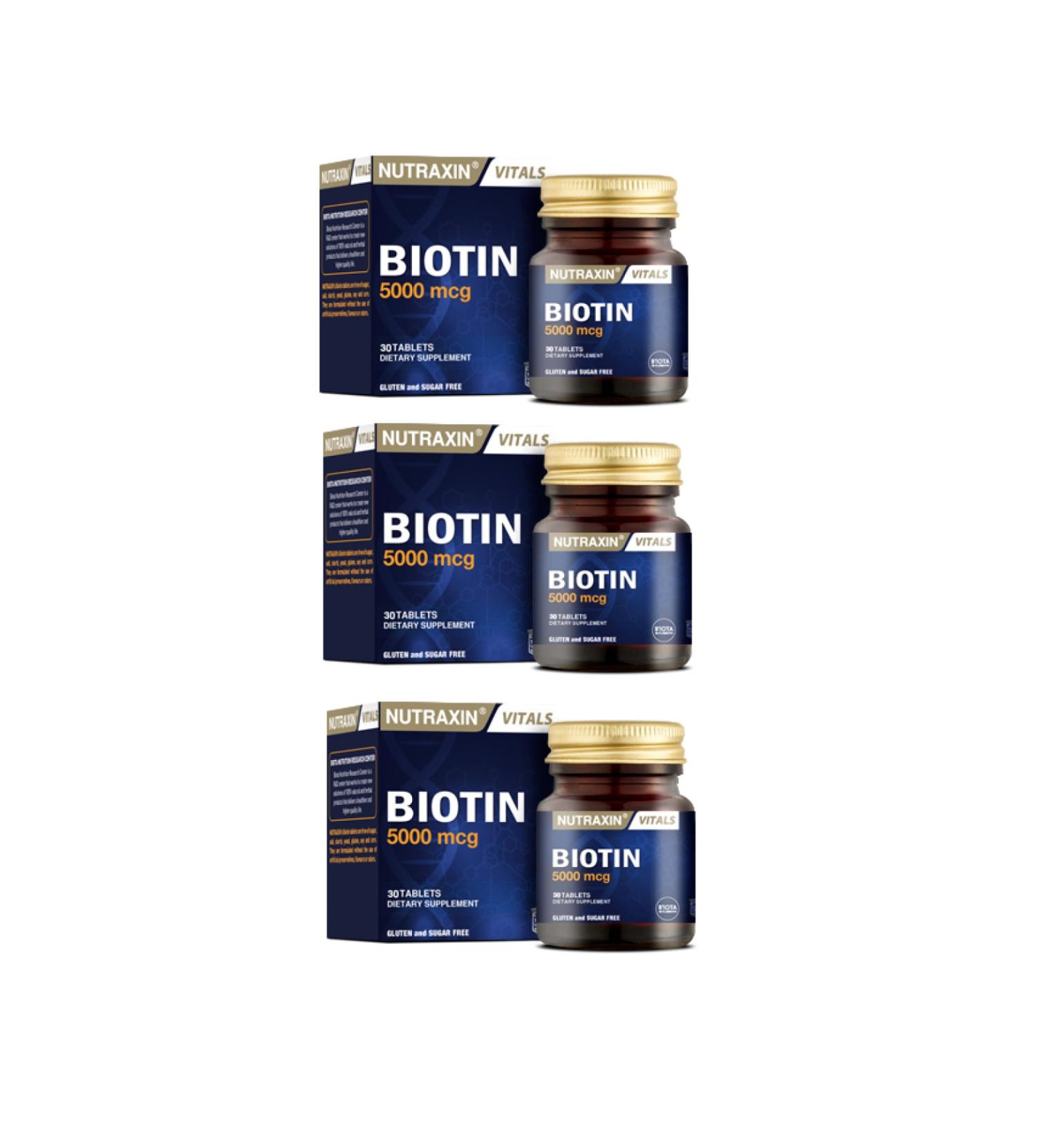 Nutraxin Biotin Hair Vitamin 30 Tablets X3 Pieces